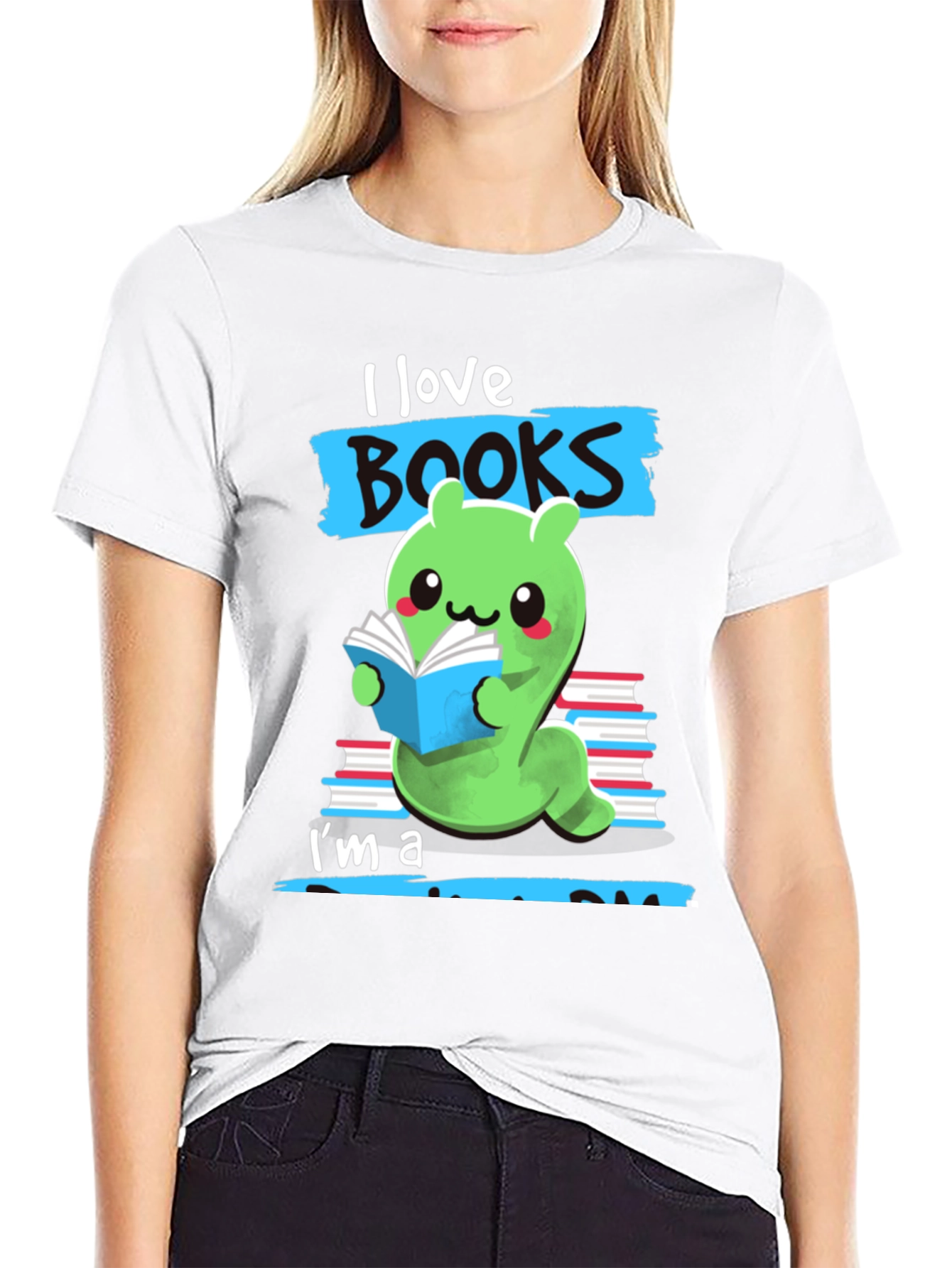 Black I Love Books Worm T-Shirt view 9