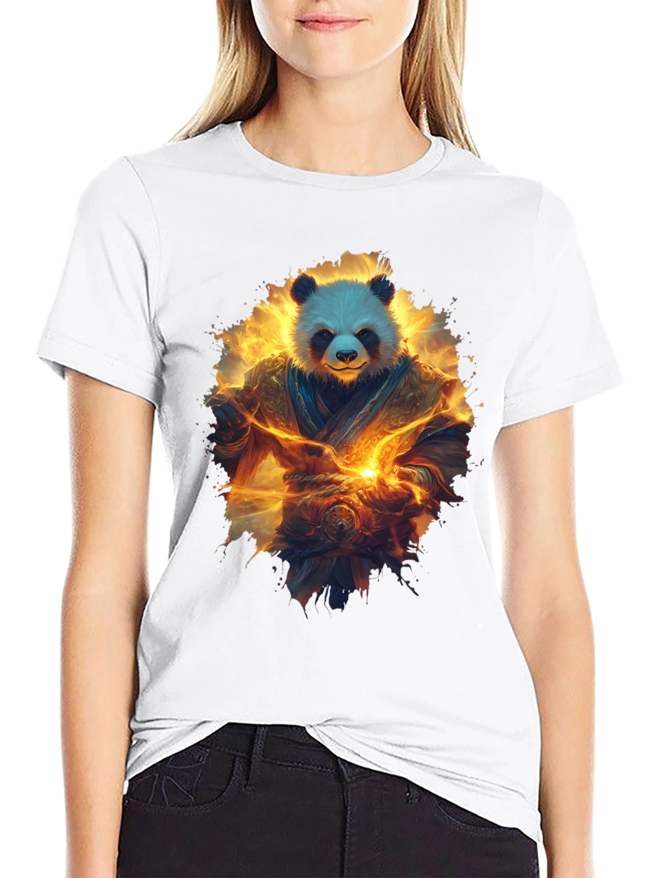 Black Panda Warrior Graphic T-Shirt view 9