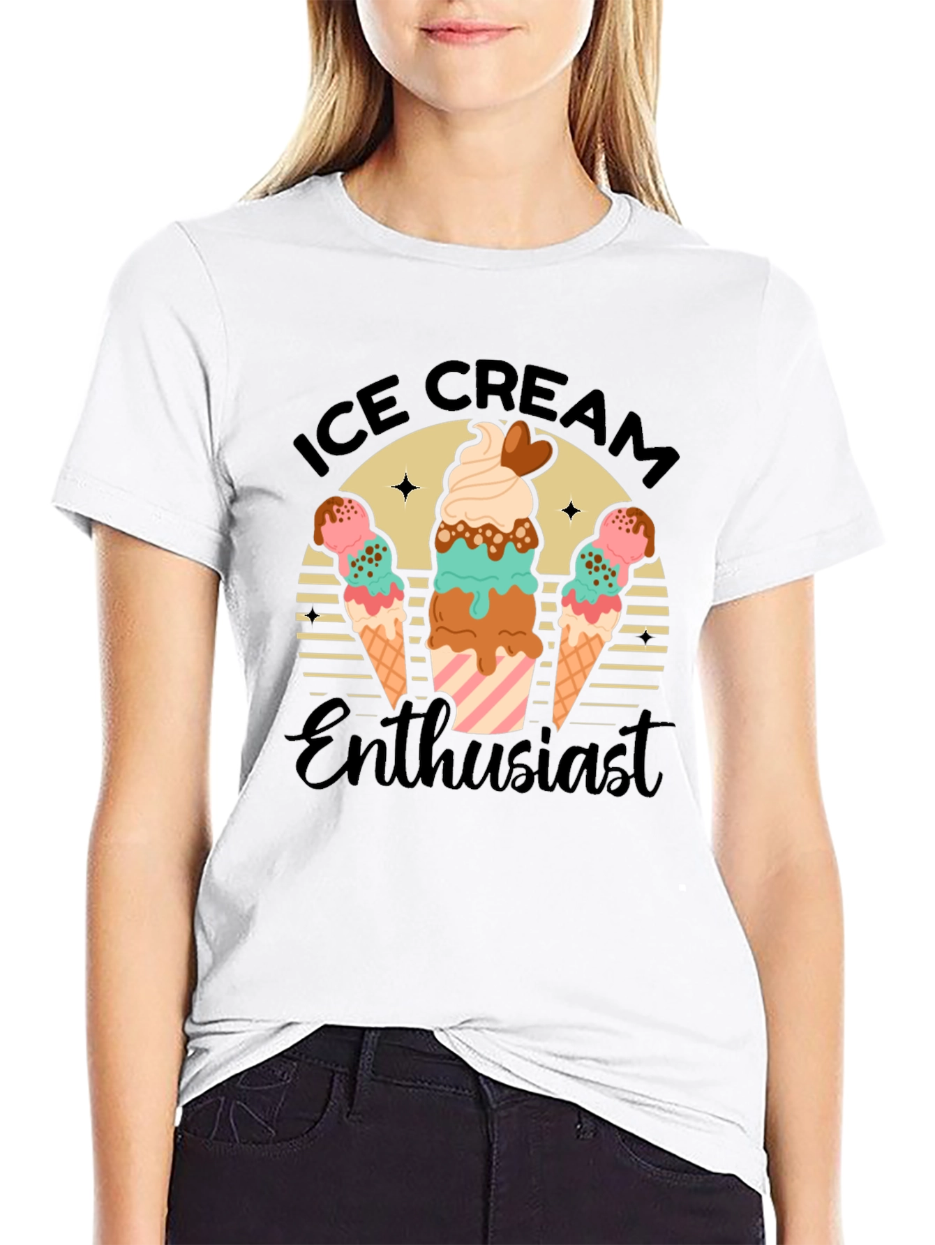 Black Ice Cream Enthusiast Graphic Tee view 9