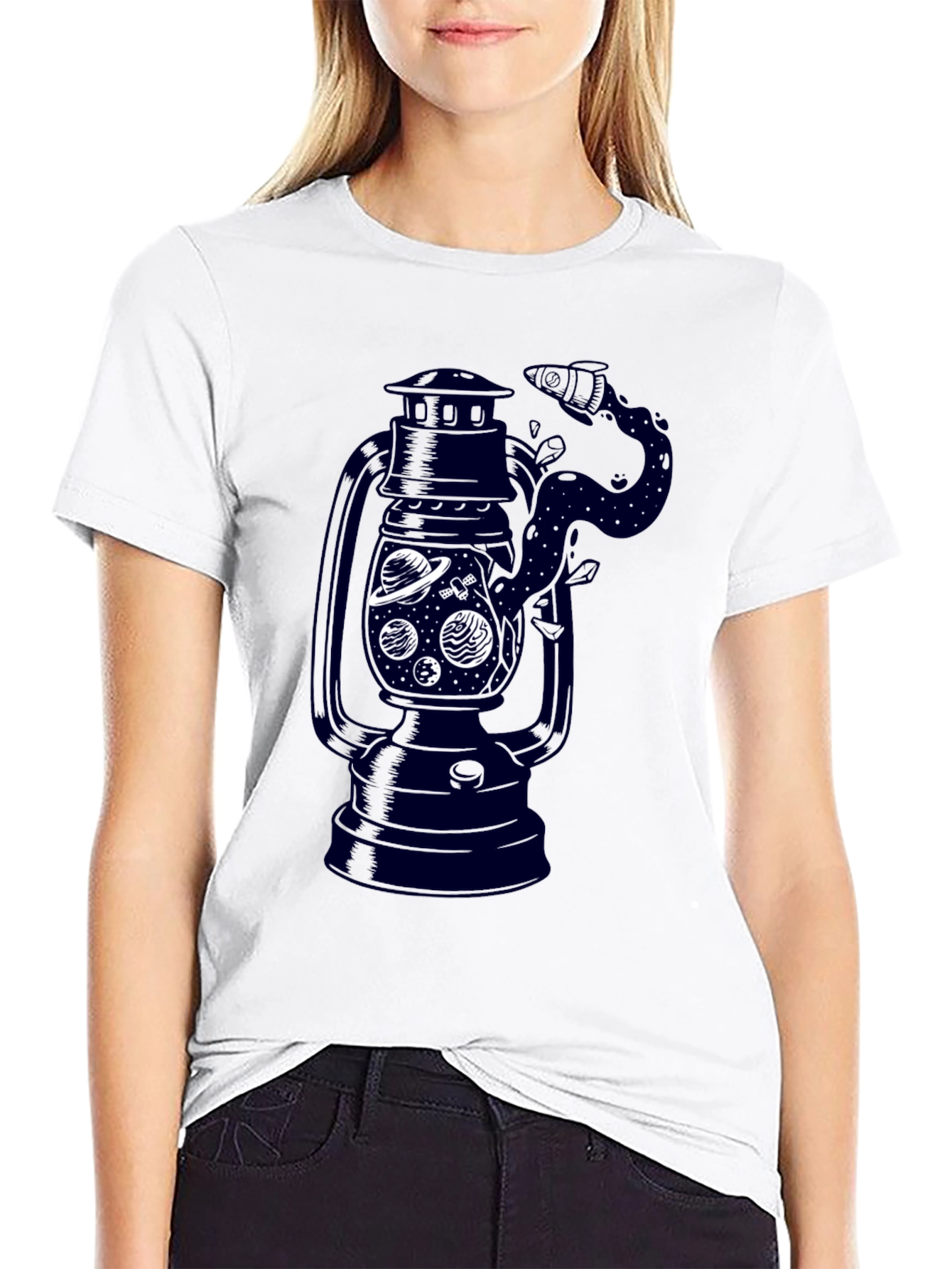 Black Men's Black Graphic T-Shirt - Lantern Space Design view 9