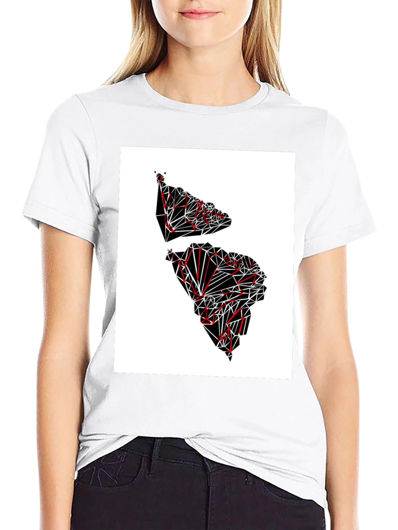 Black Geometric Continent Graphic Tee - Black view 9
