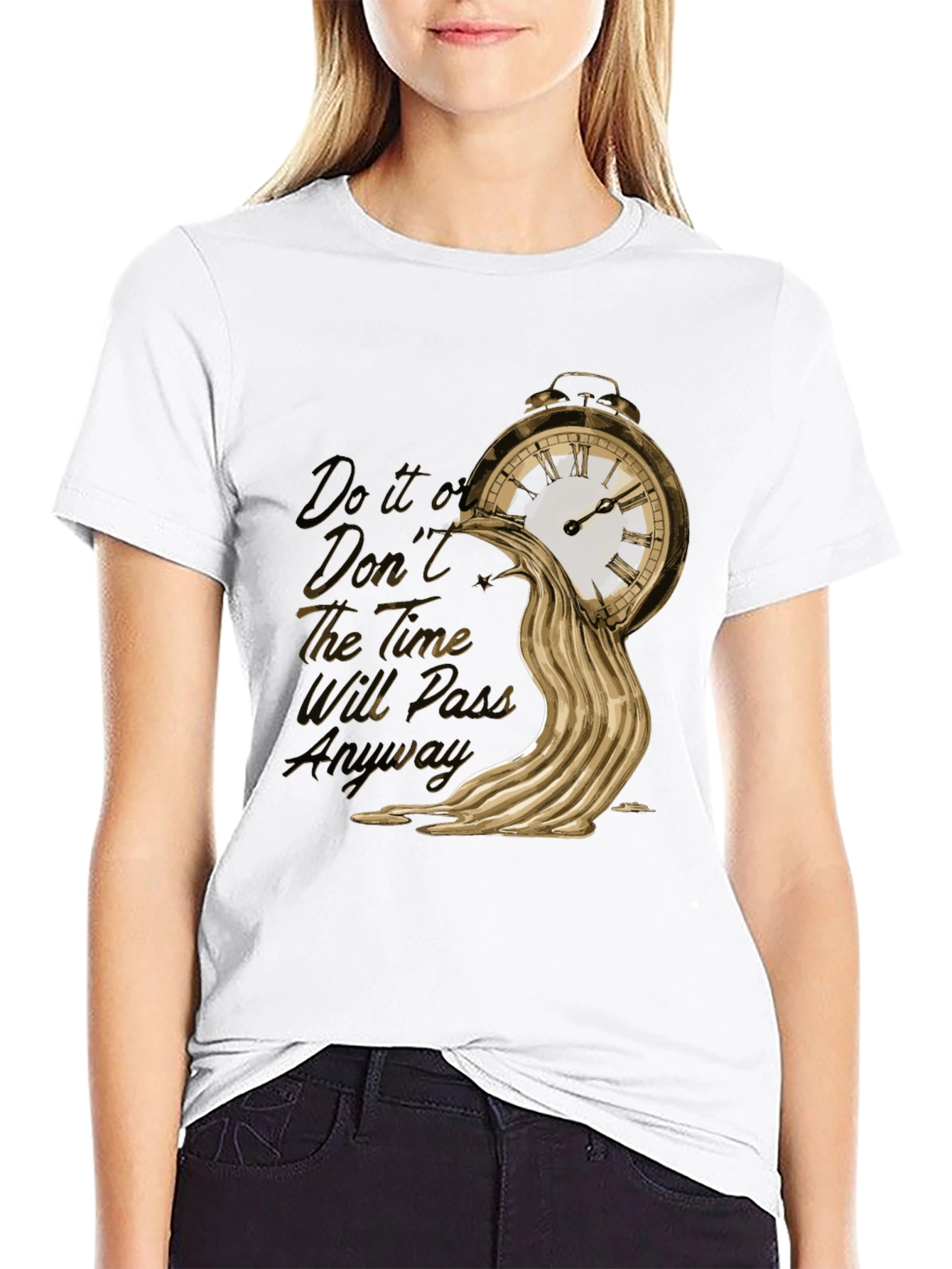 Black Melting Clock Graphic Tee - Time is Fluid! view 9