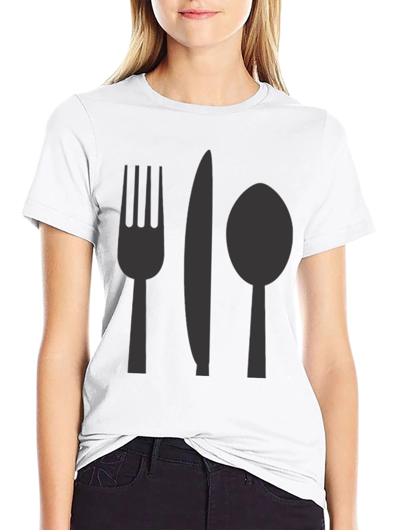 Black Cutlery Graphic T-Shirt - Casual Cotton Tee view 9