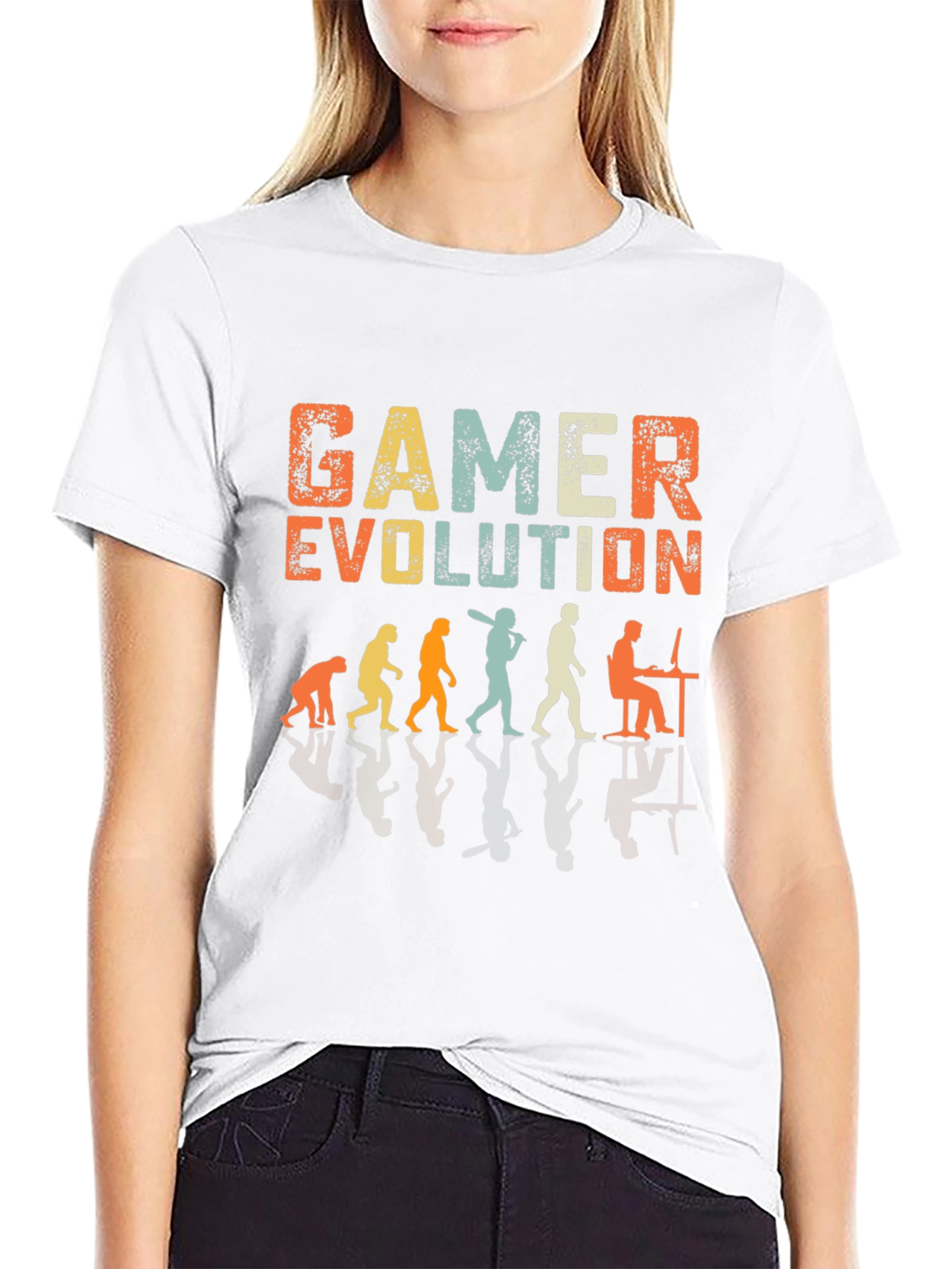 Black Gamer Evolution Graphic T-Shirt - Black Cotton Tee view 9