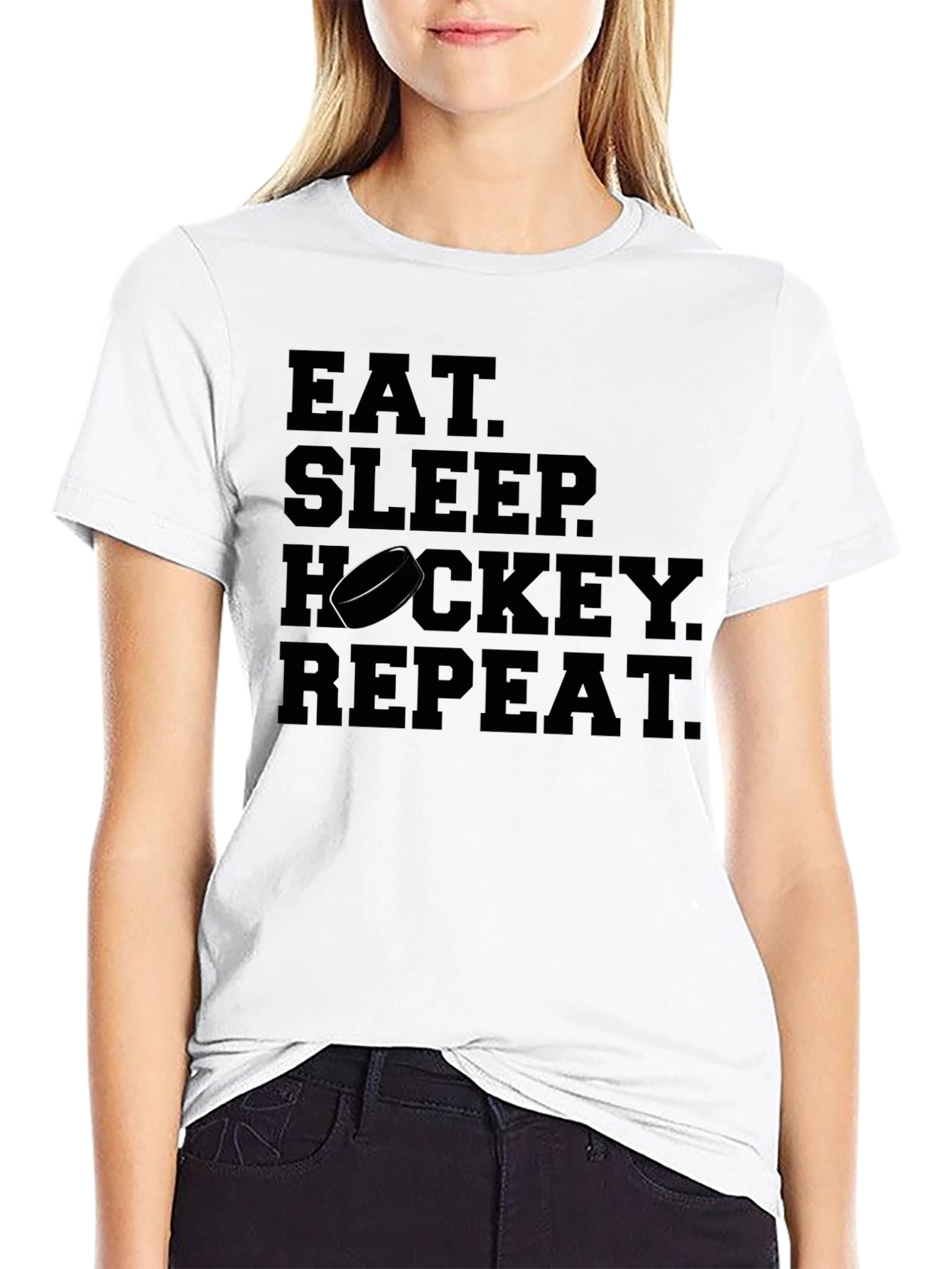 Eat Sleep Hockey Repeat Black T-Shirt - 9