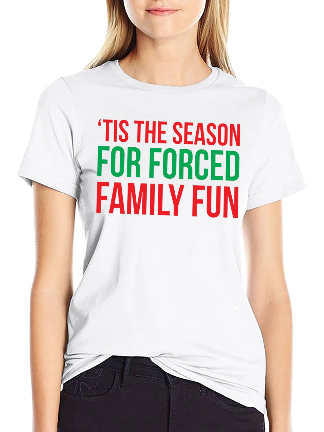 Black Funny Holiday T-Shirt - Forced Family Fun! view 9