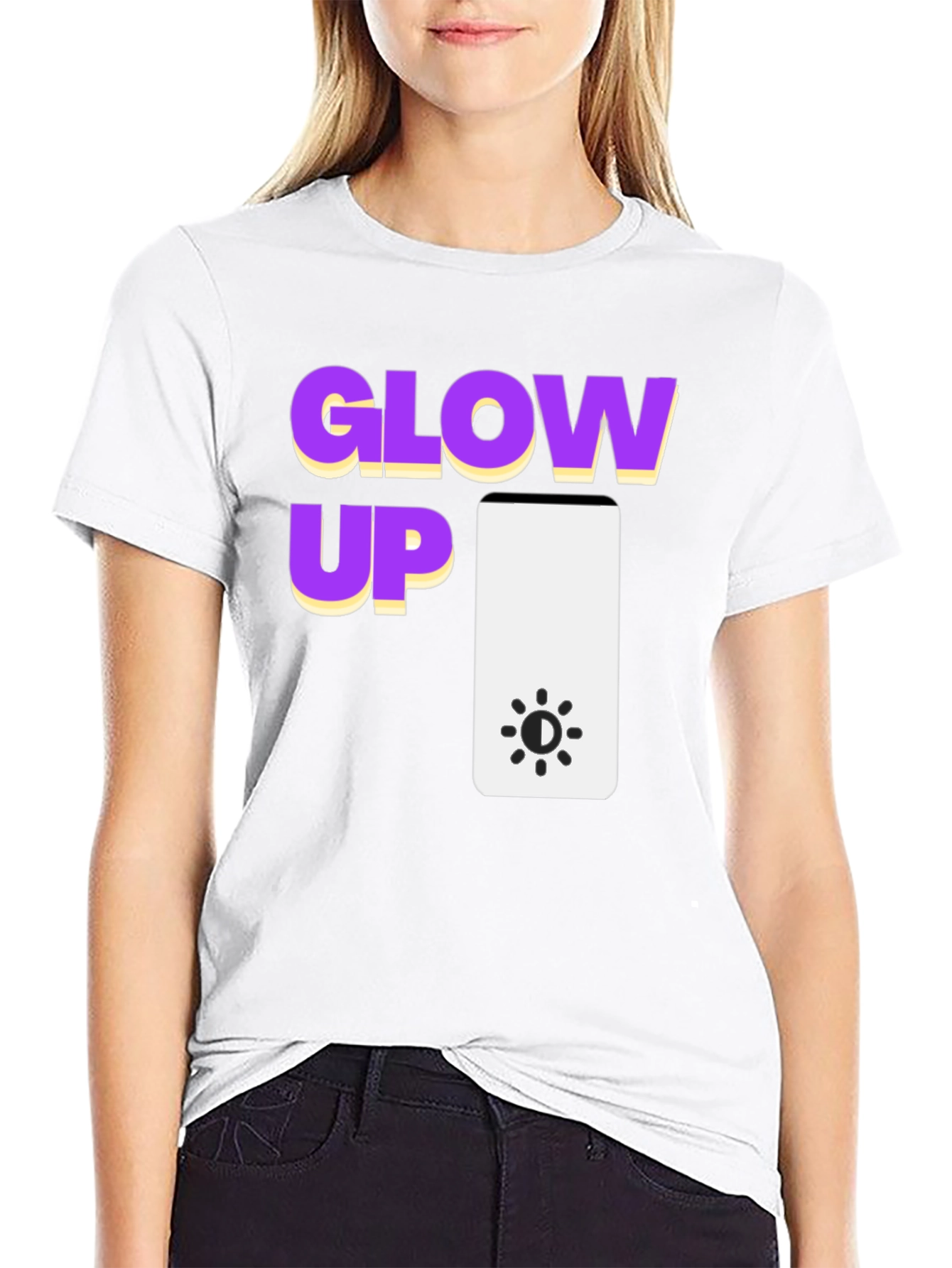 Black Glow Up Graphic Tee - Black Cotton T-Shirt view 9