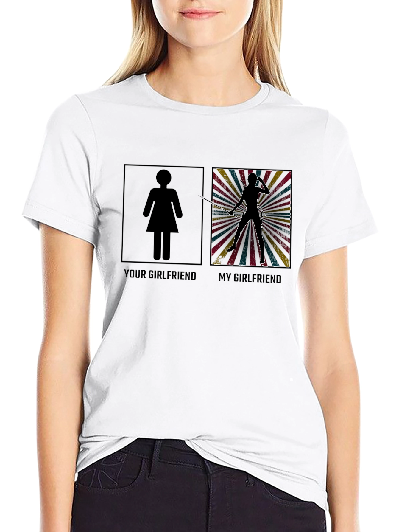Black Your Girlfriend vs. My Girlfriend Novelty T-Shirt view 9