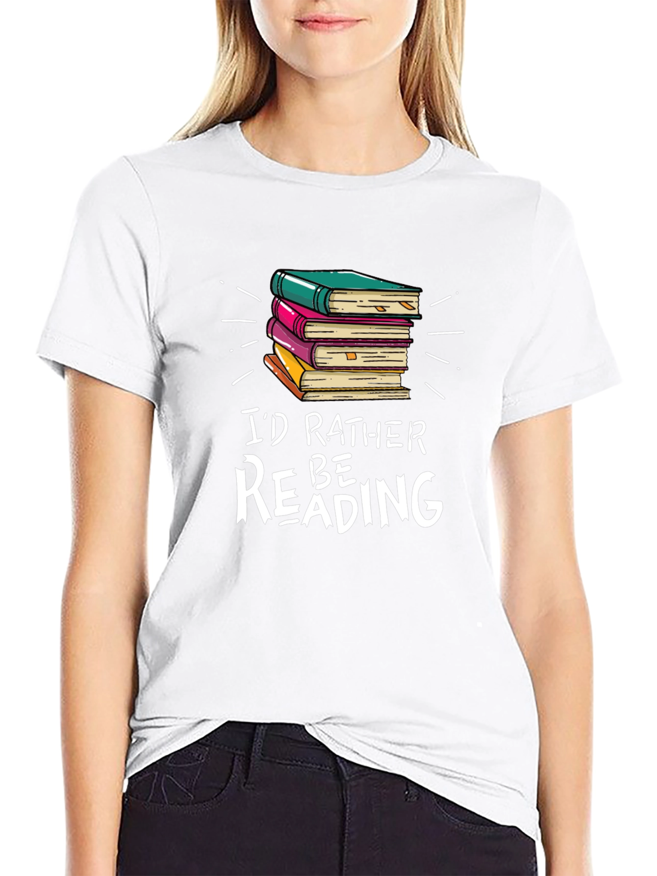Black I'd Rather Be Reading Graphic T-Shirt view 9