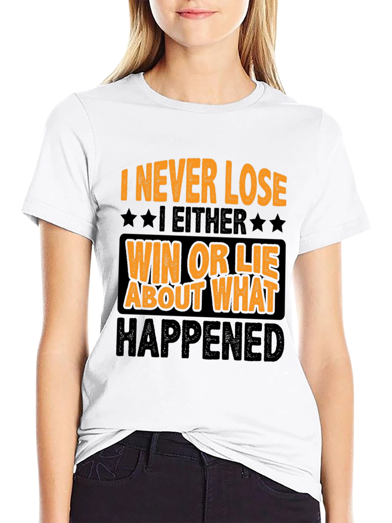 Black Funny "I Never Lose" Graphic T-Shirt view 9