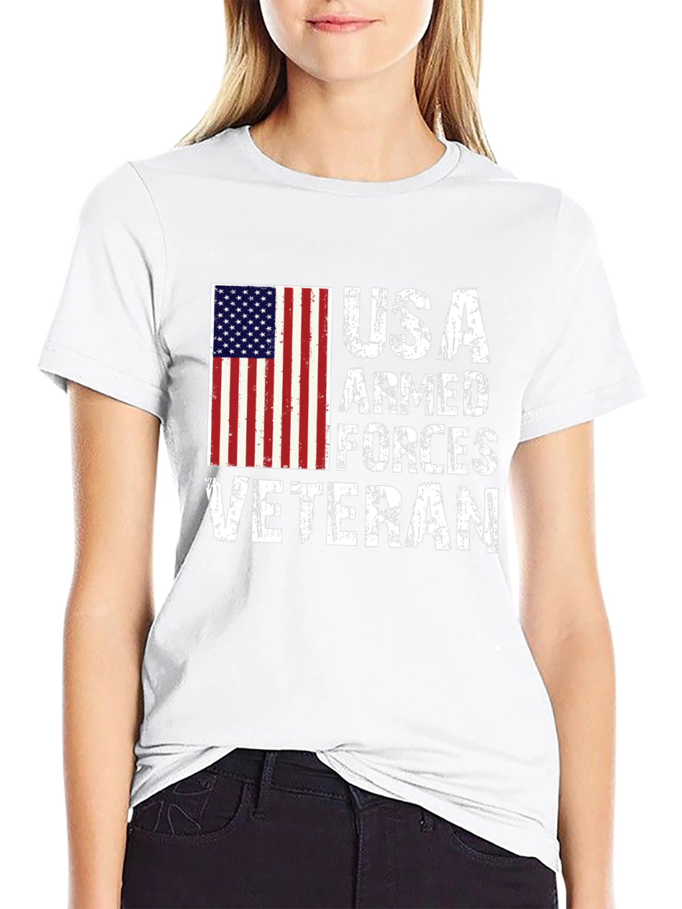 Black USA Armed Forces Veteran T-Shirt view 9