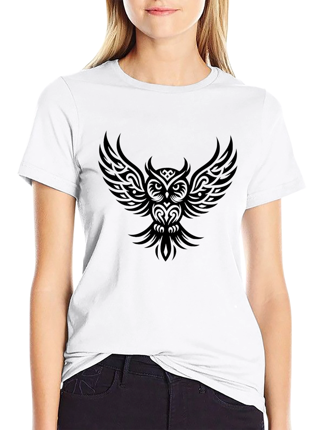 Black Men's Black Owl Graphic Tee view 9