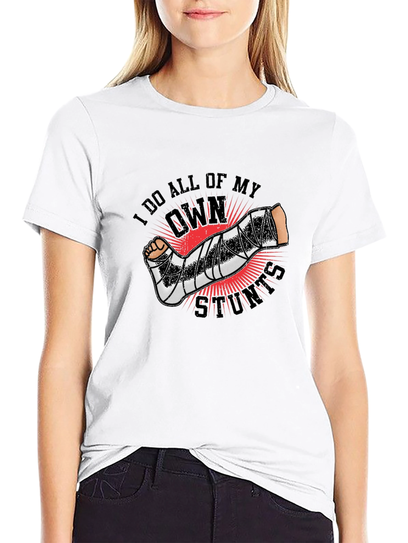 Black I Do All My Own Stunts T-Shirt view 9