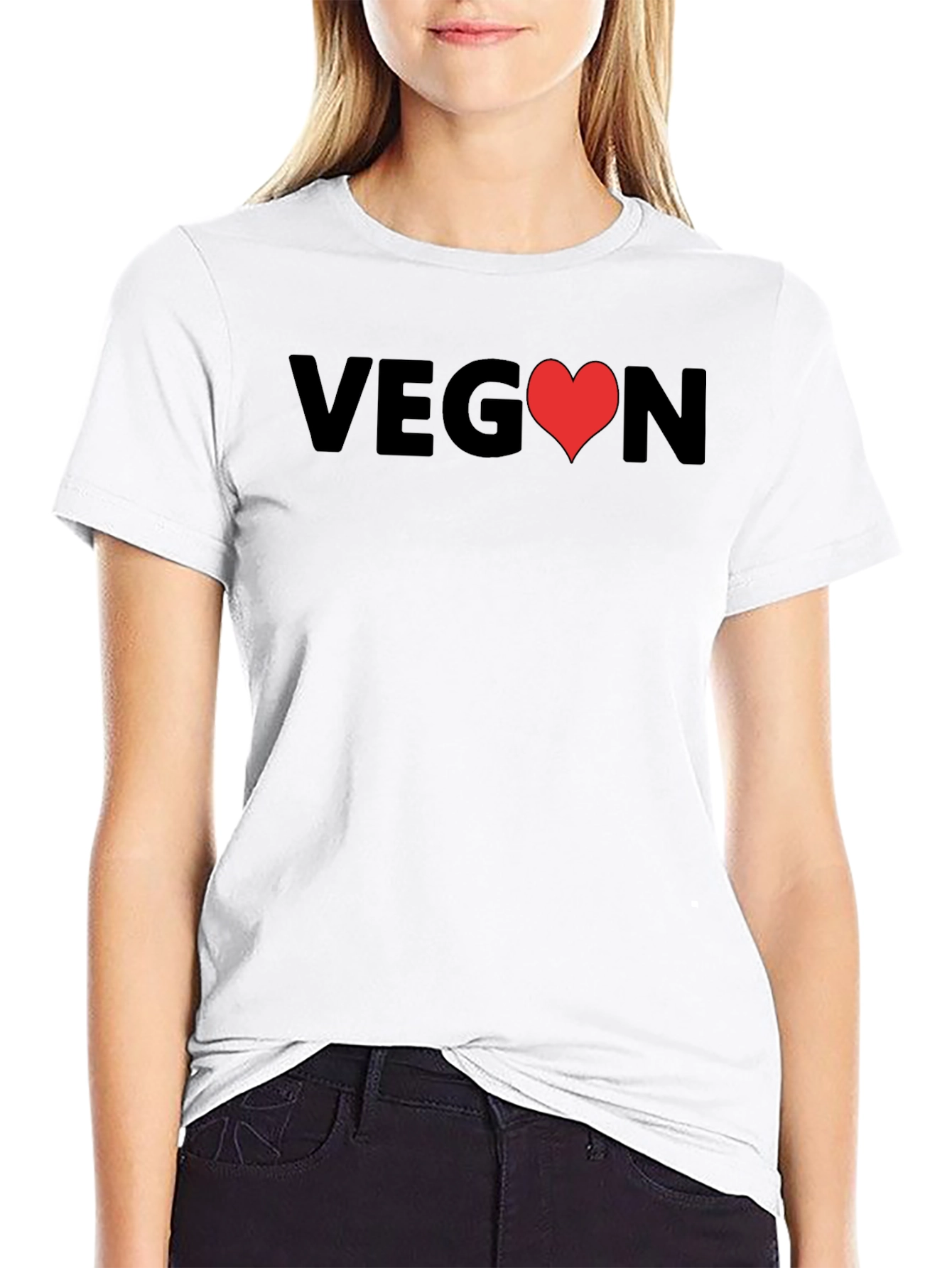 Black Vegan Heart Graphic T-Shirt - Unisex Soft Cotton Tee view 9