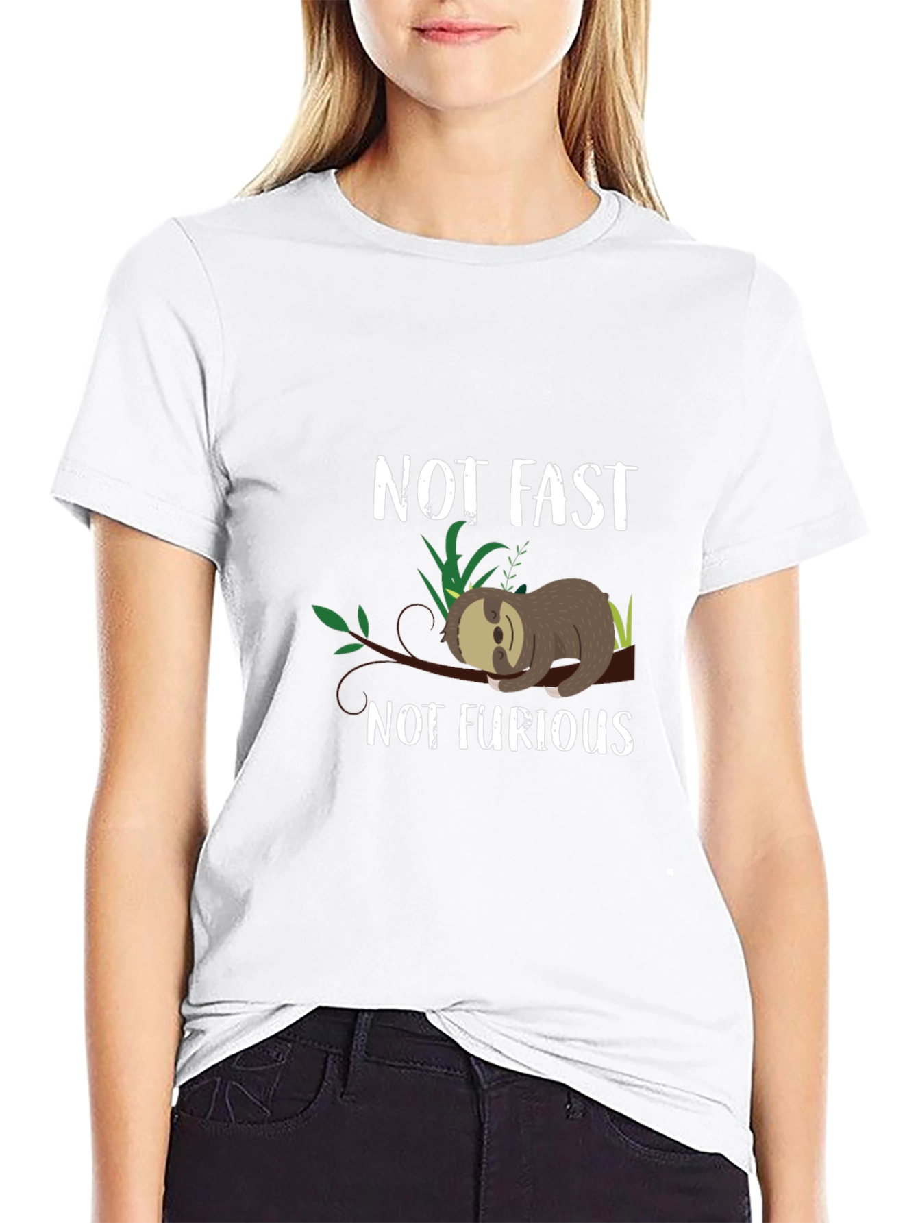 Black Not Fast Not Furious Sloth Graphic Tee view 9