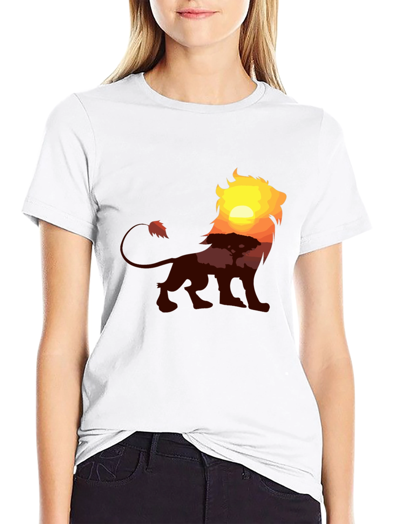 Black Lion Sunset Graphic Tee - Classic Black T-Shirt view 9