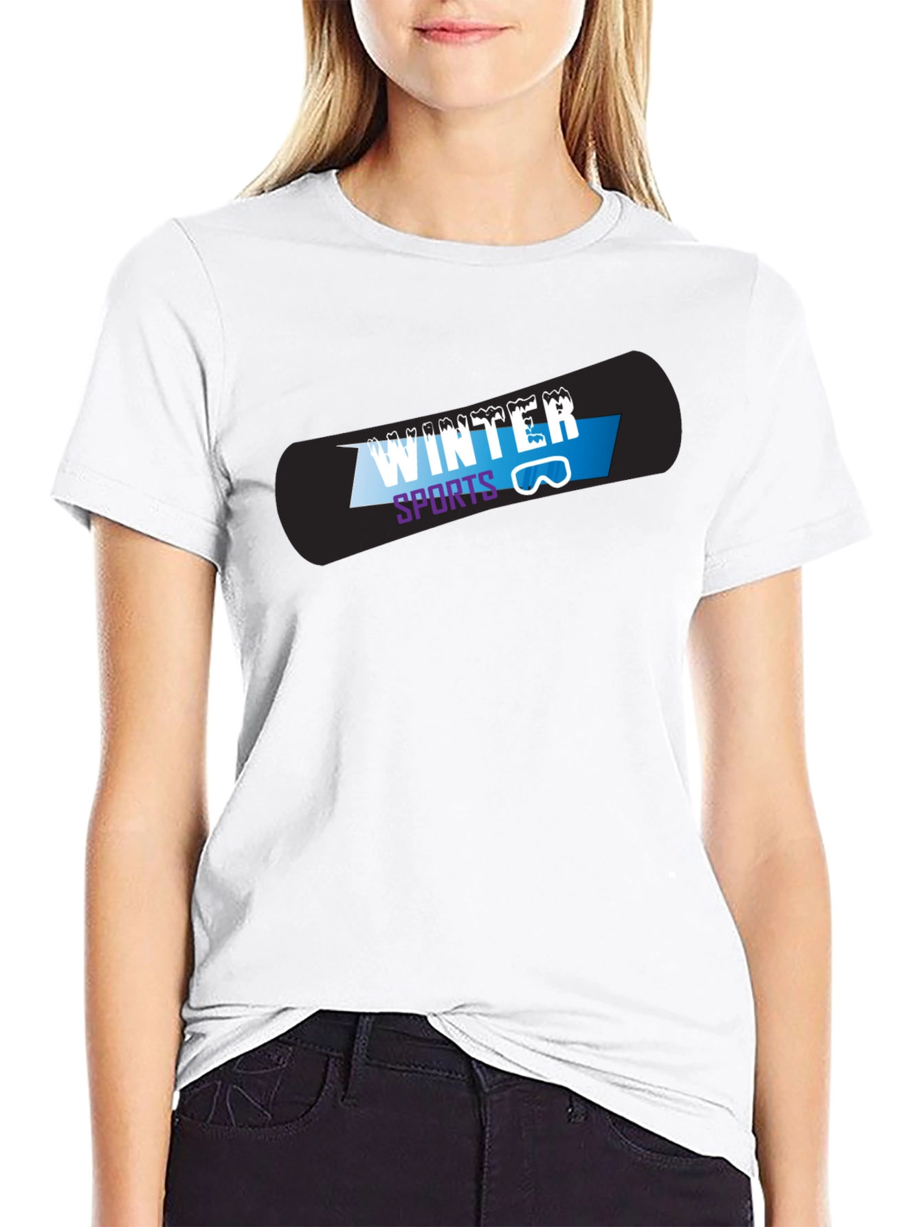 Black Winter Sports Graphic T-Shirt view 9