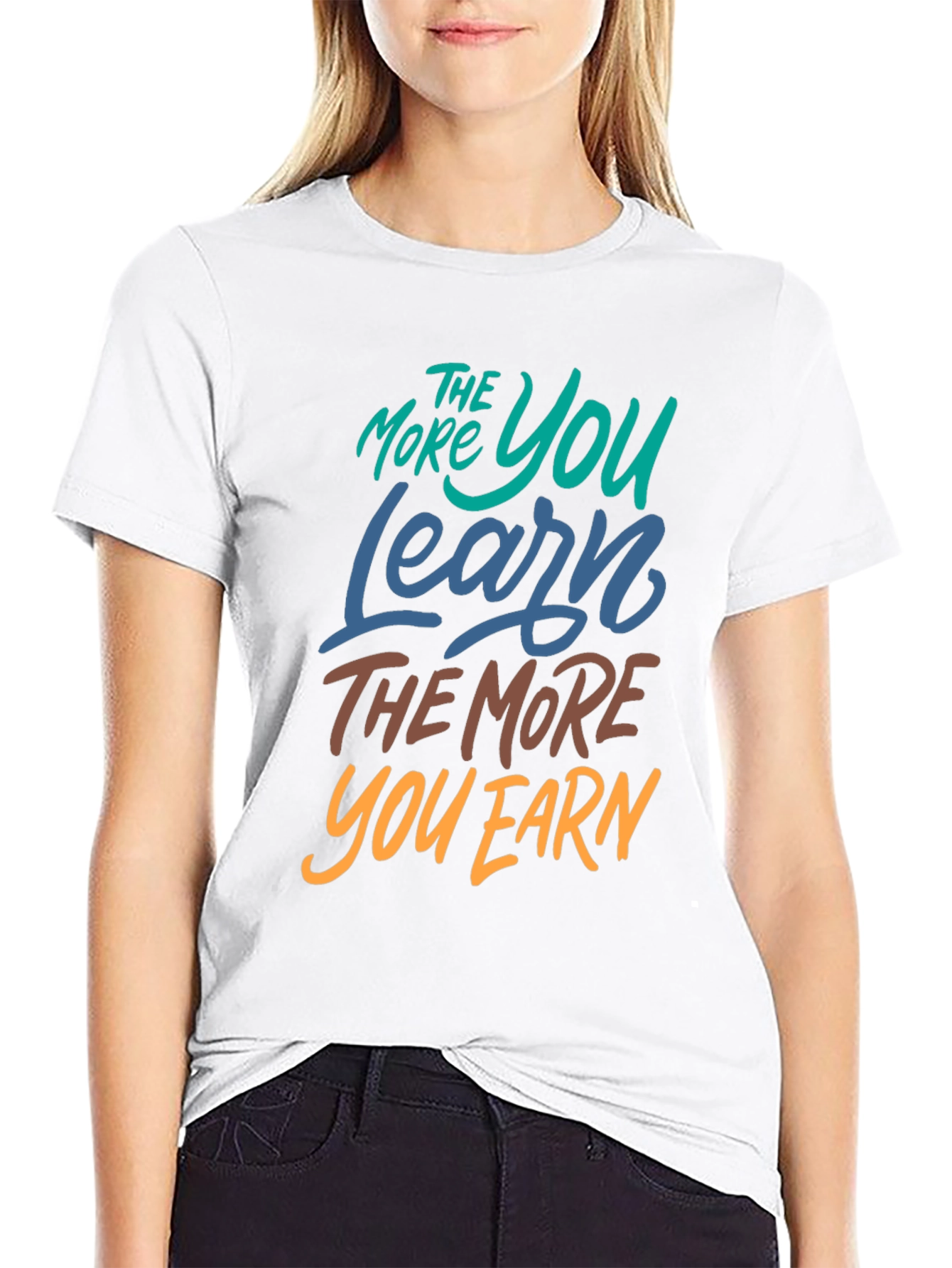 Black Learn More Earn More Graphic Tee view 9