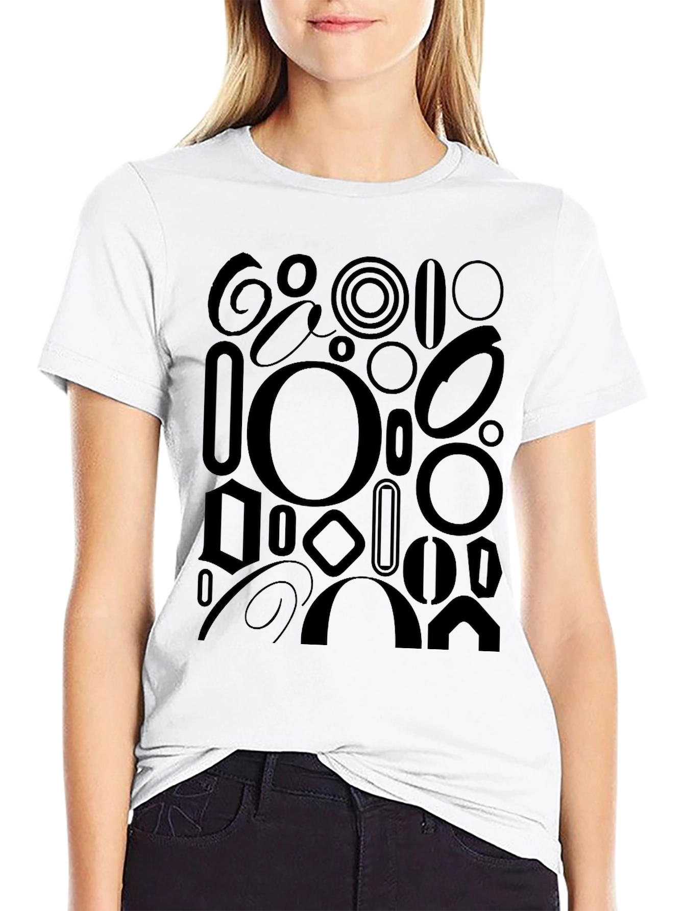 Black Abstract Shapes Black Graphic Tee view 9
