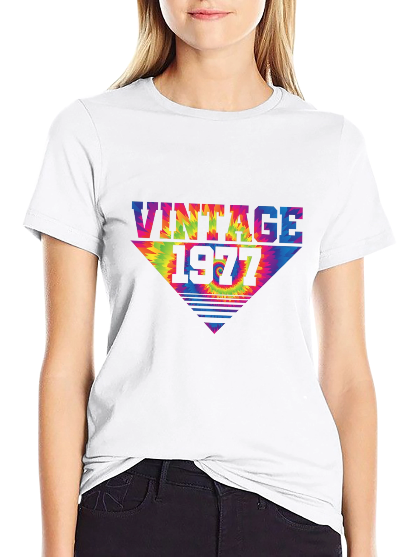 Black Vintage 1977 Tie Dye Graphic Tee view 9