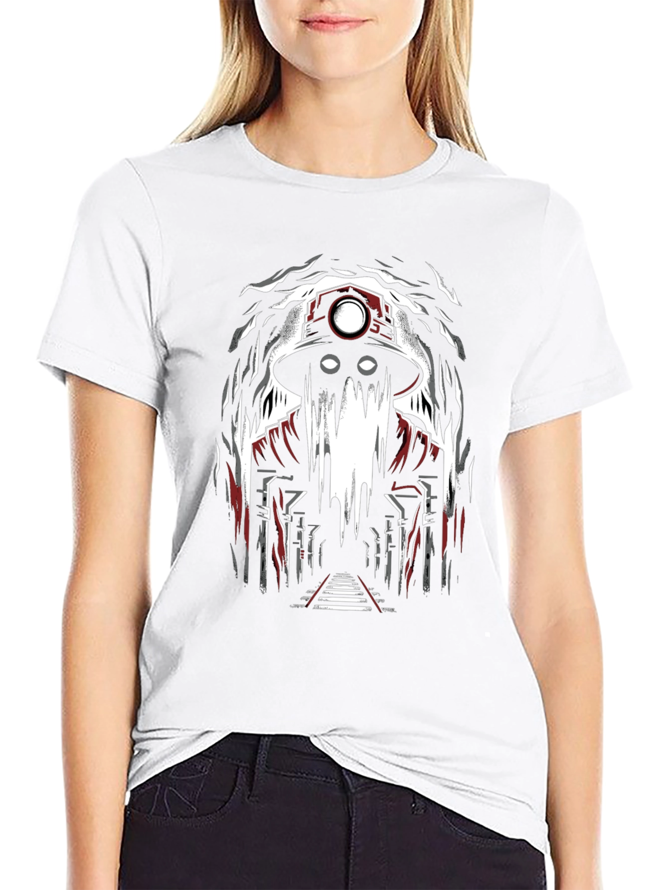 Black Miner Ghost Graphic Tee - Spooky Cool Design view 9