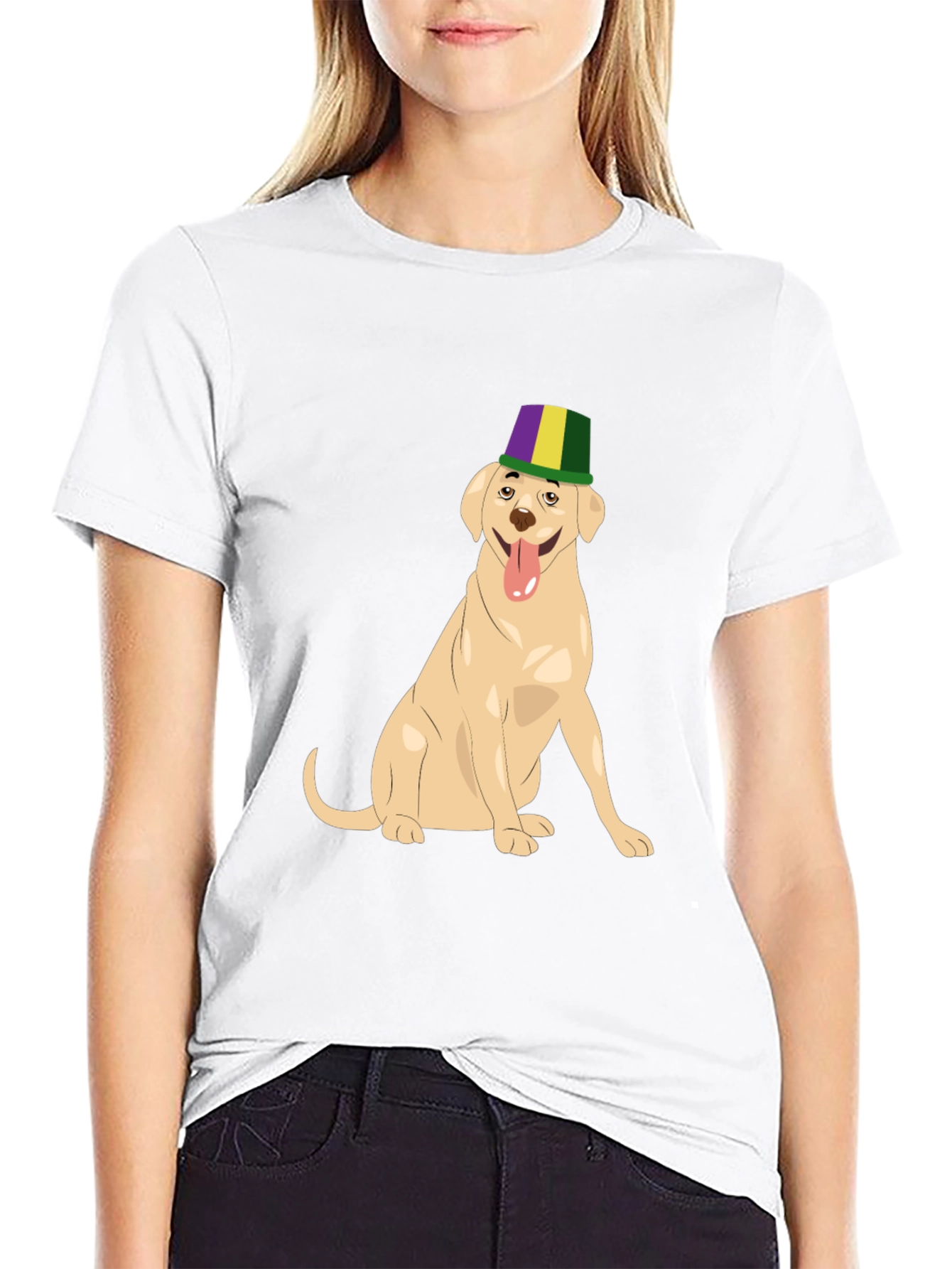 Dog Wearing Mardi Gras Hat Graphic T-Shirt - 9