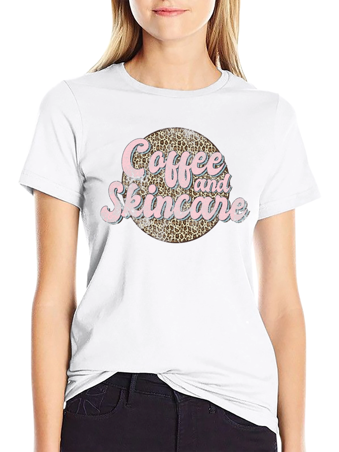 Black Coffee & Skincare Leopard Print Graphic Tee view 9