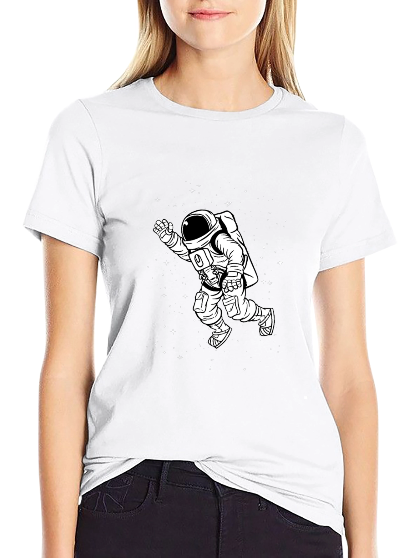 Black Astronaut Graphic Tee - Black Cotton T-Shirt view 9