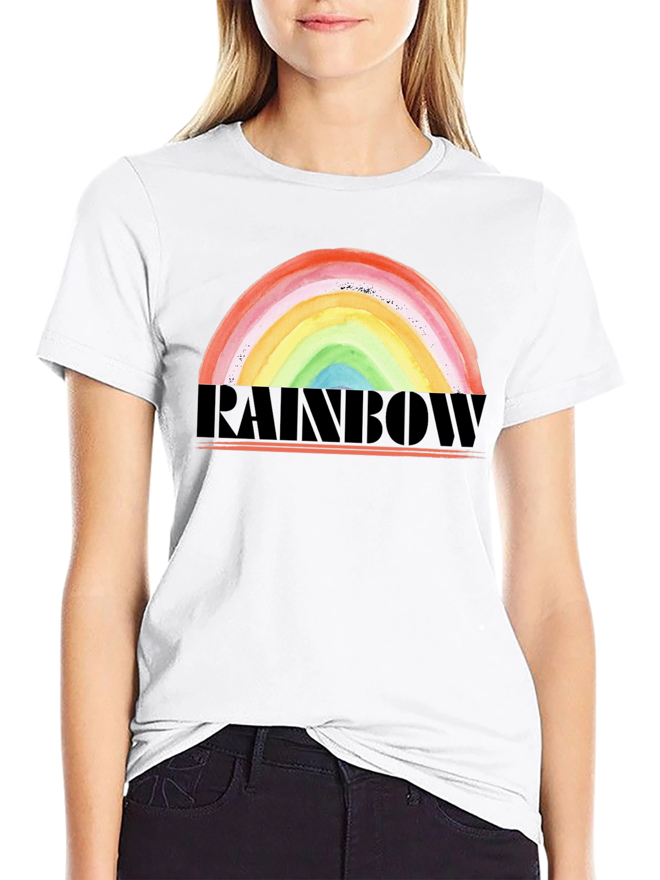 Black Rainbow Graphic Tee - Colorful Pride Design T-Shirt view 9