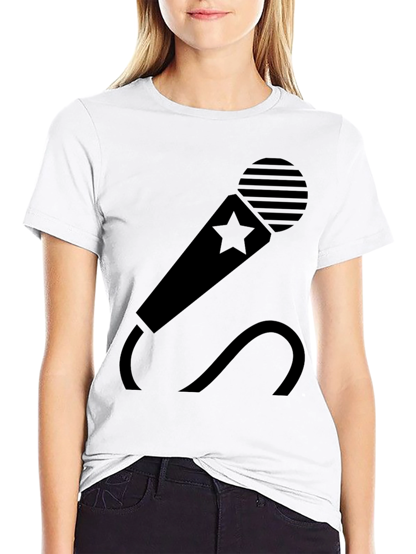 Black Starry Mic Graphic Tee - Black view 9