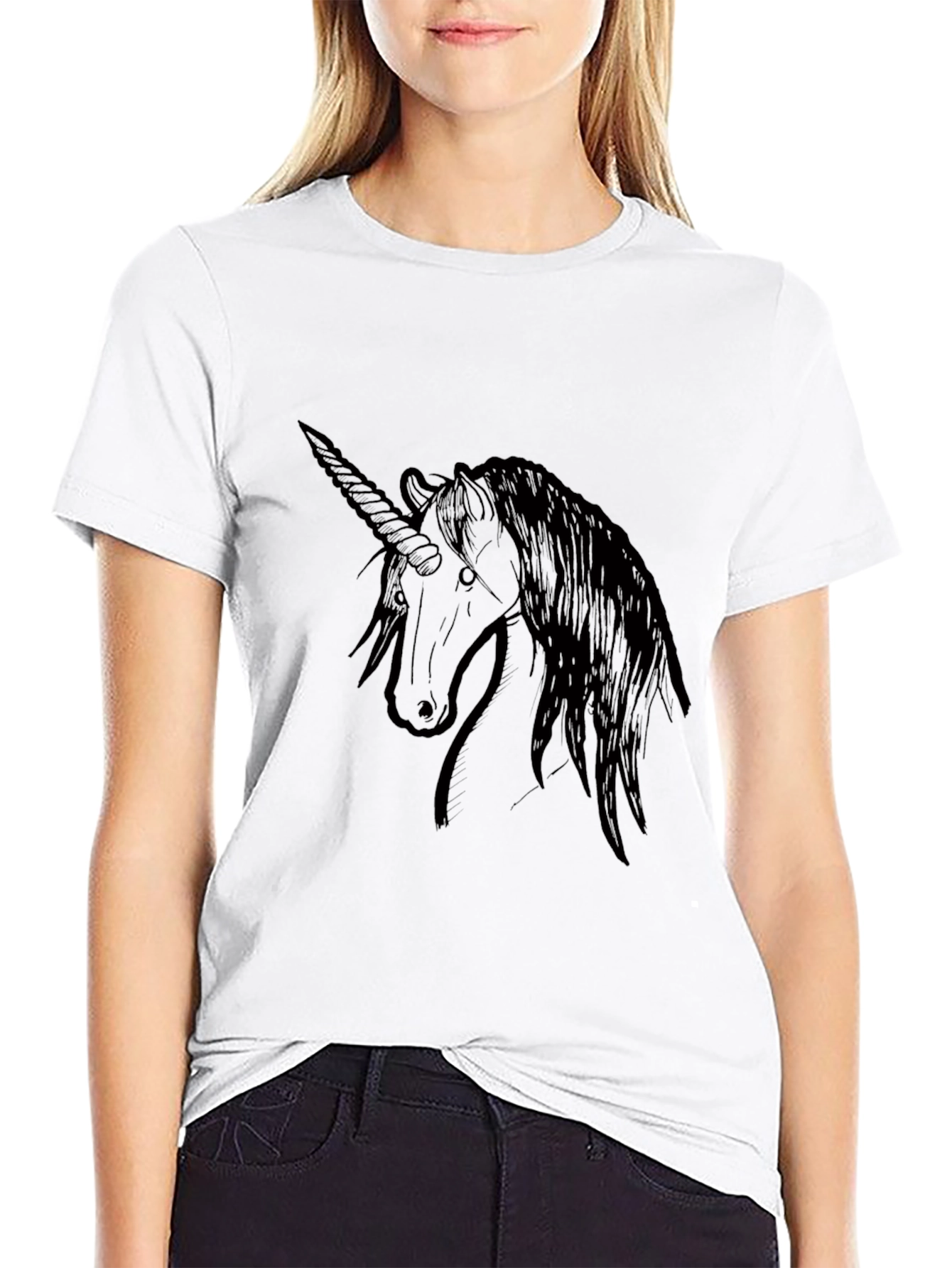 Black Unicorn Graphic Tee - Black Cotton T-Shirt view 9