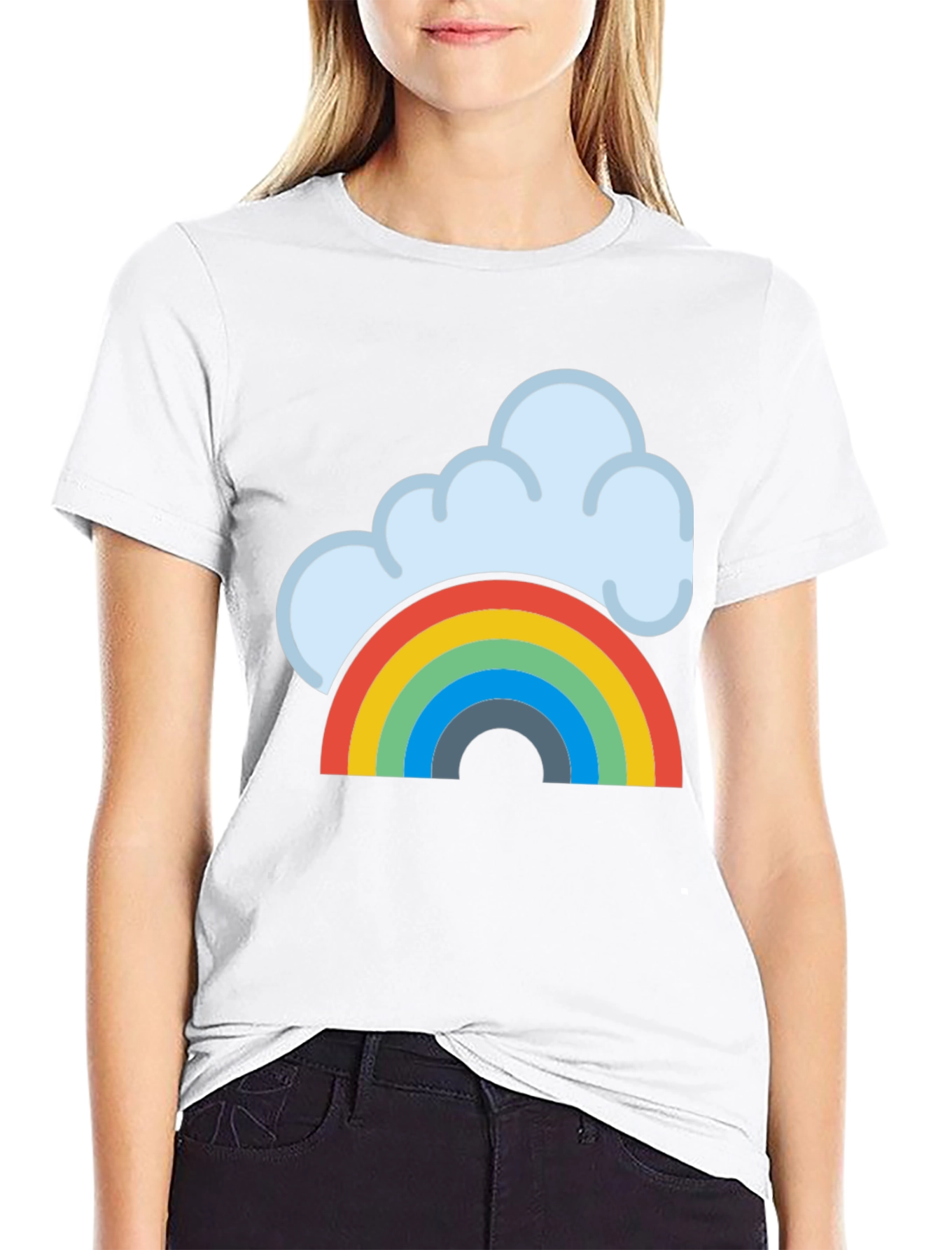 Black Rainbow Cloud Graphic Tee - Black Cotton T-Shirt view 9
