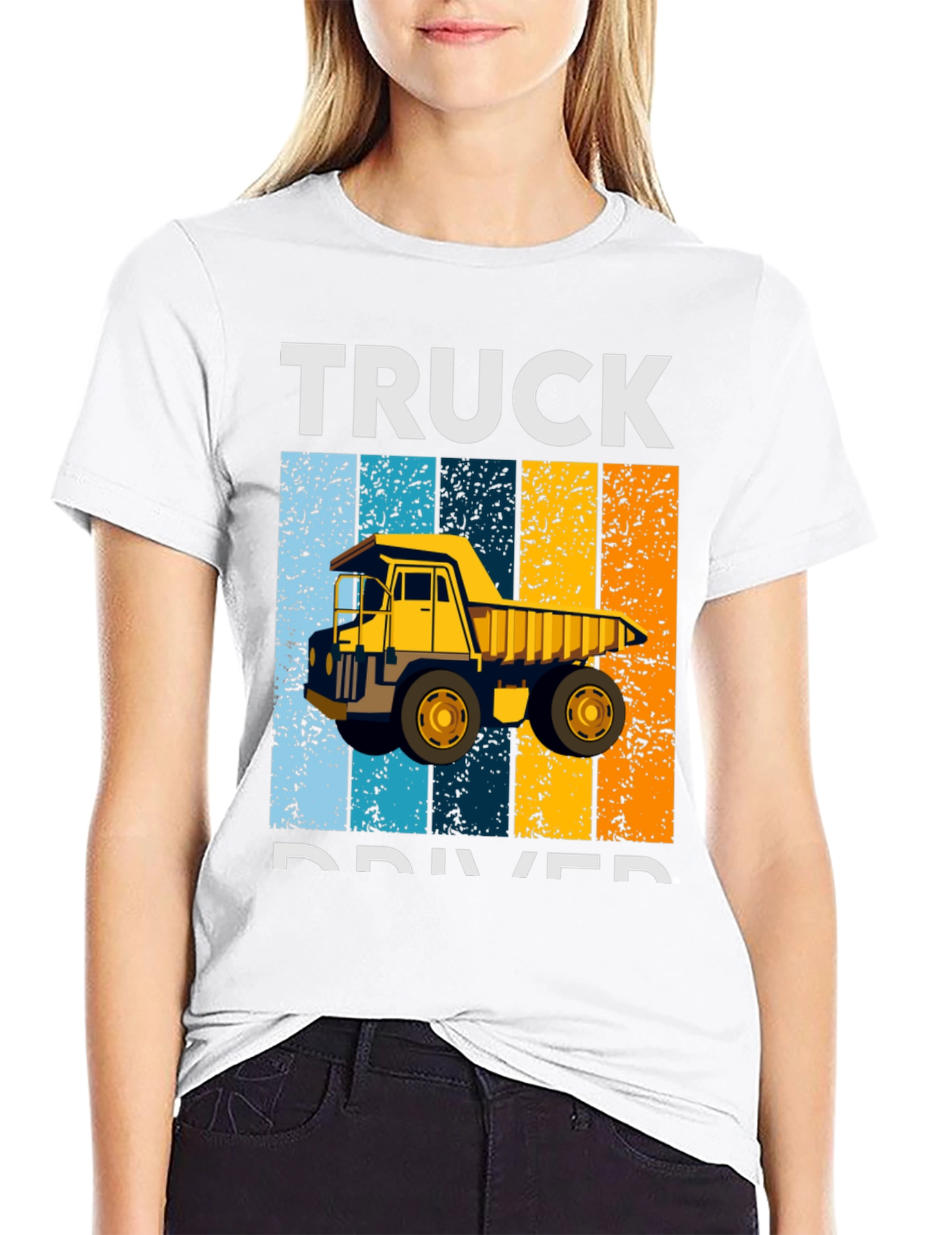 Black Truck Driver Retro Style Graphic T-Shirt view 9