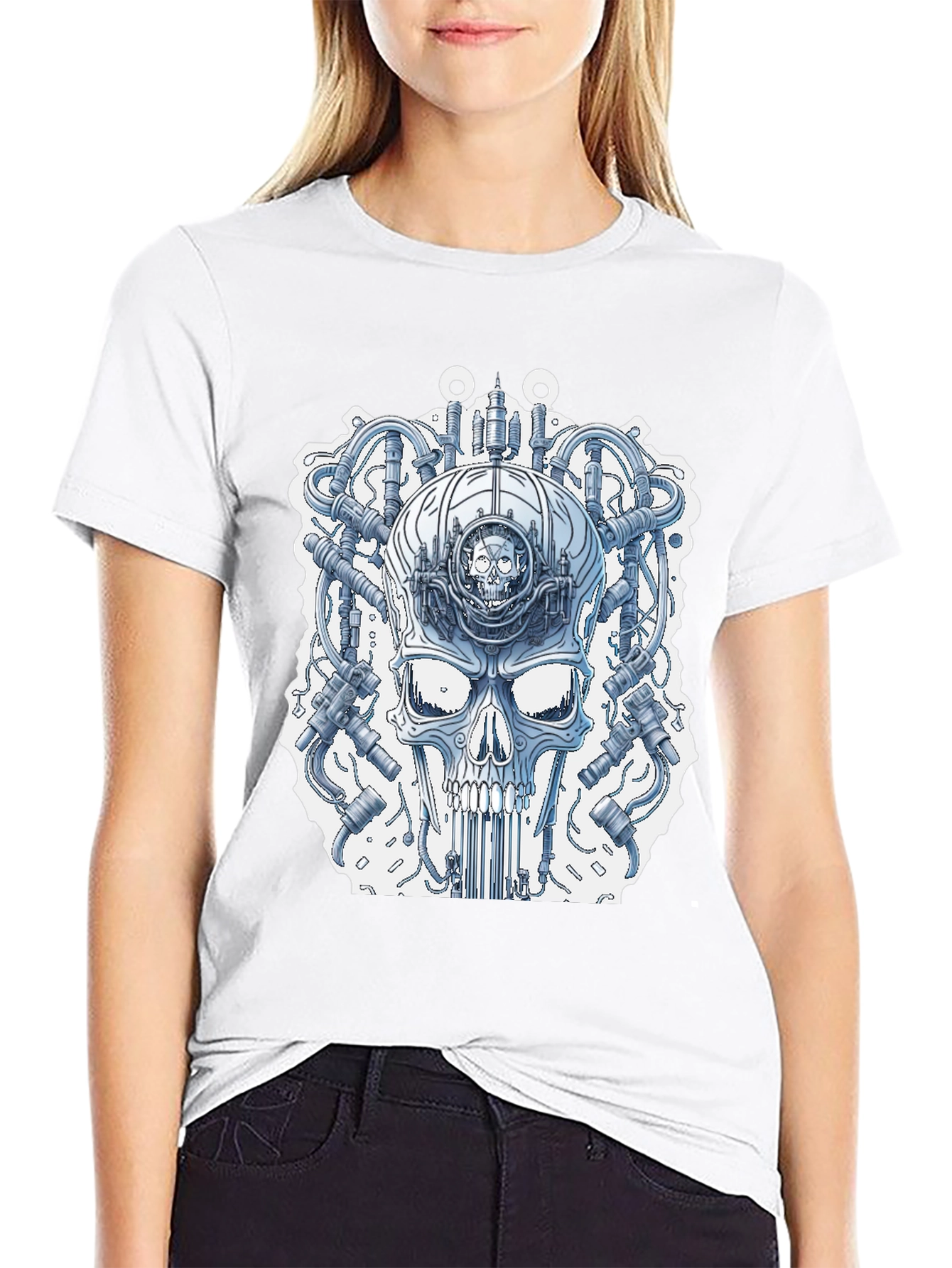 Black Steampunk Skull T-Shirt - Unique Graphic Tee view 9