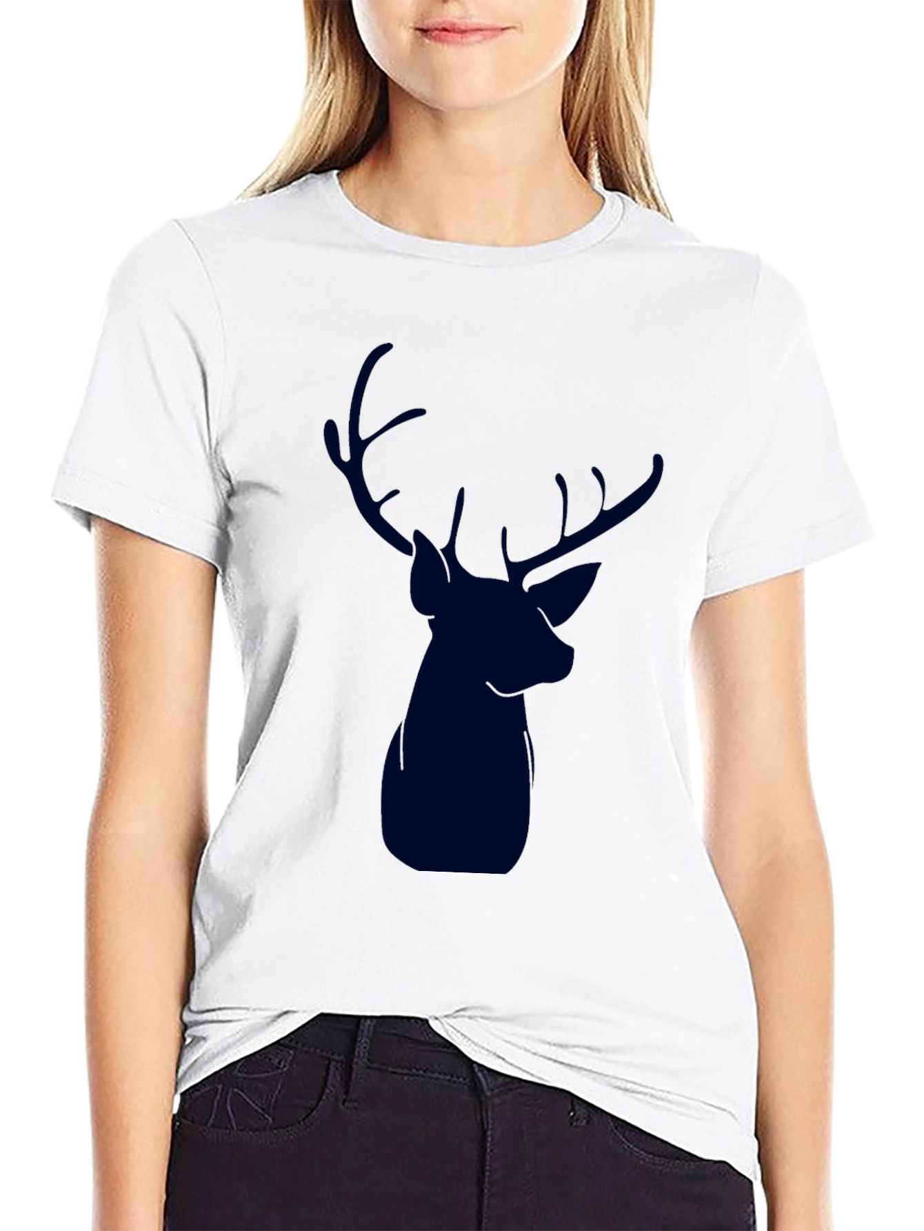 Black Men's Black Deer Graphic T-Shirt view 9