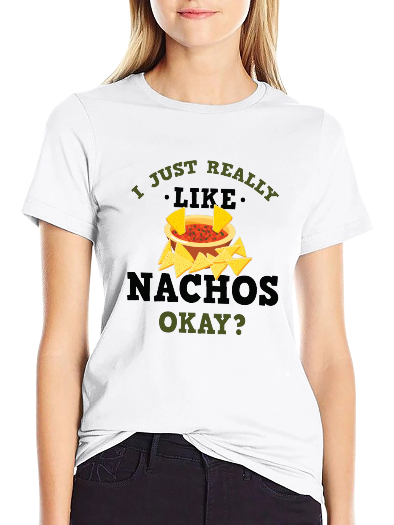 Black I Just Really Like Nachos Black Graphic T-Shirt view 9