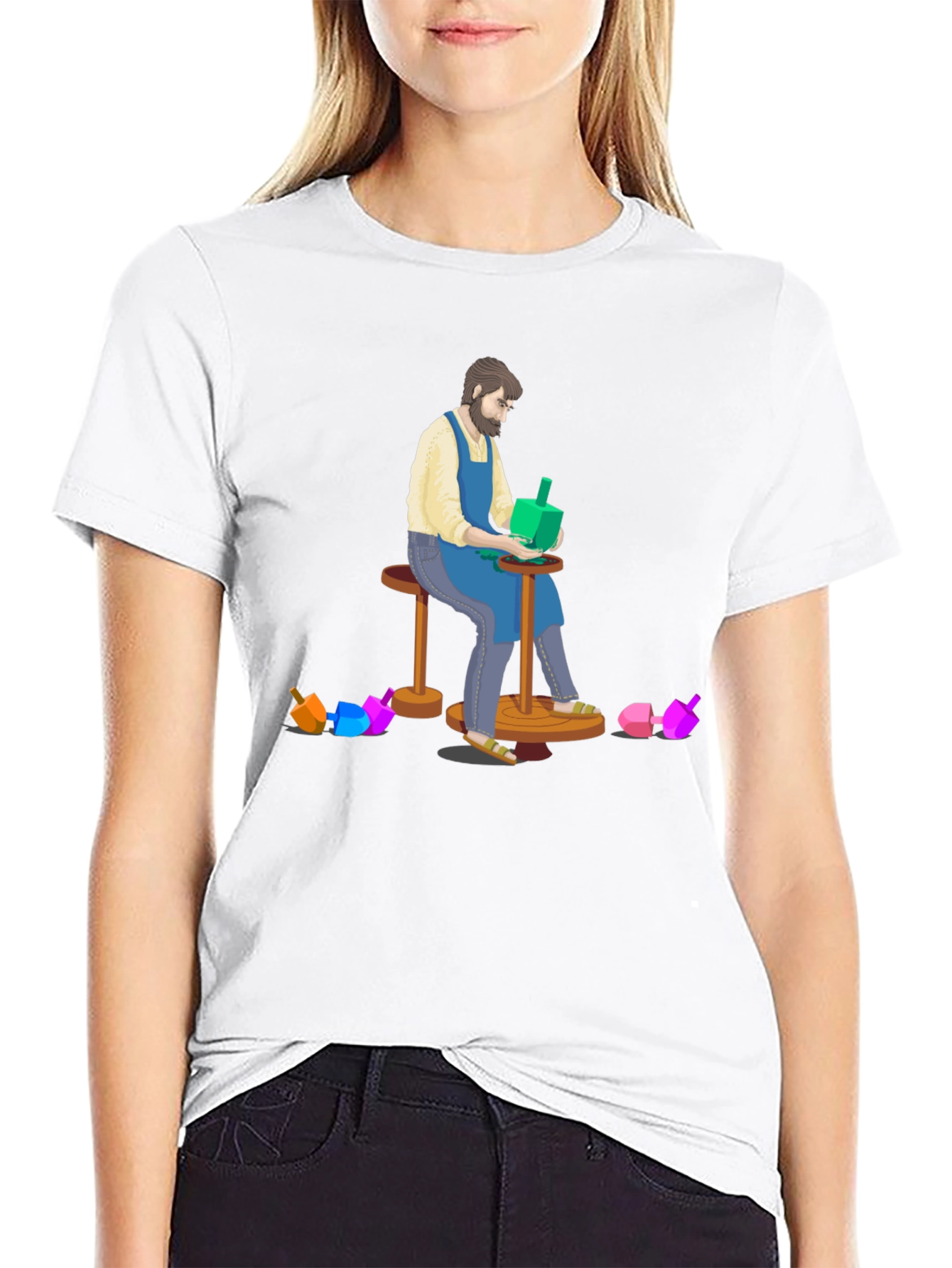 Black Artisan Dreidel Maker T-Shirt view 9