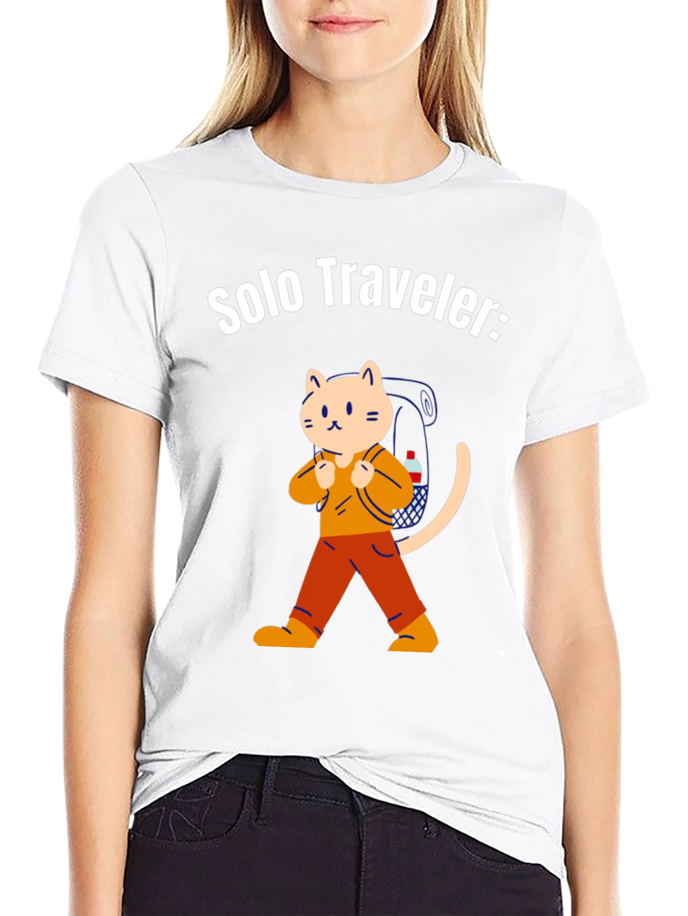 Black Solo Traveler Cat T-Shirt view 9