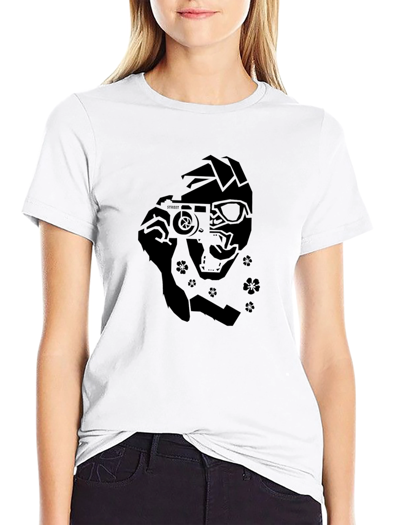 Black Camera Ninja Graphic Black T-Shirt view 9