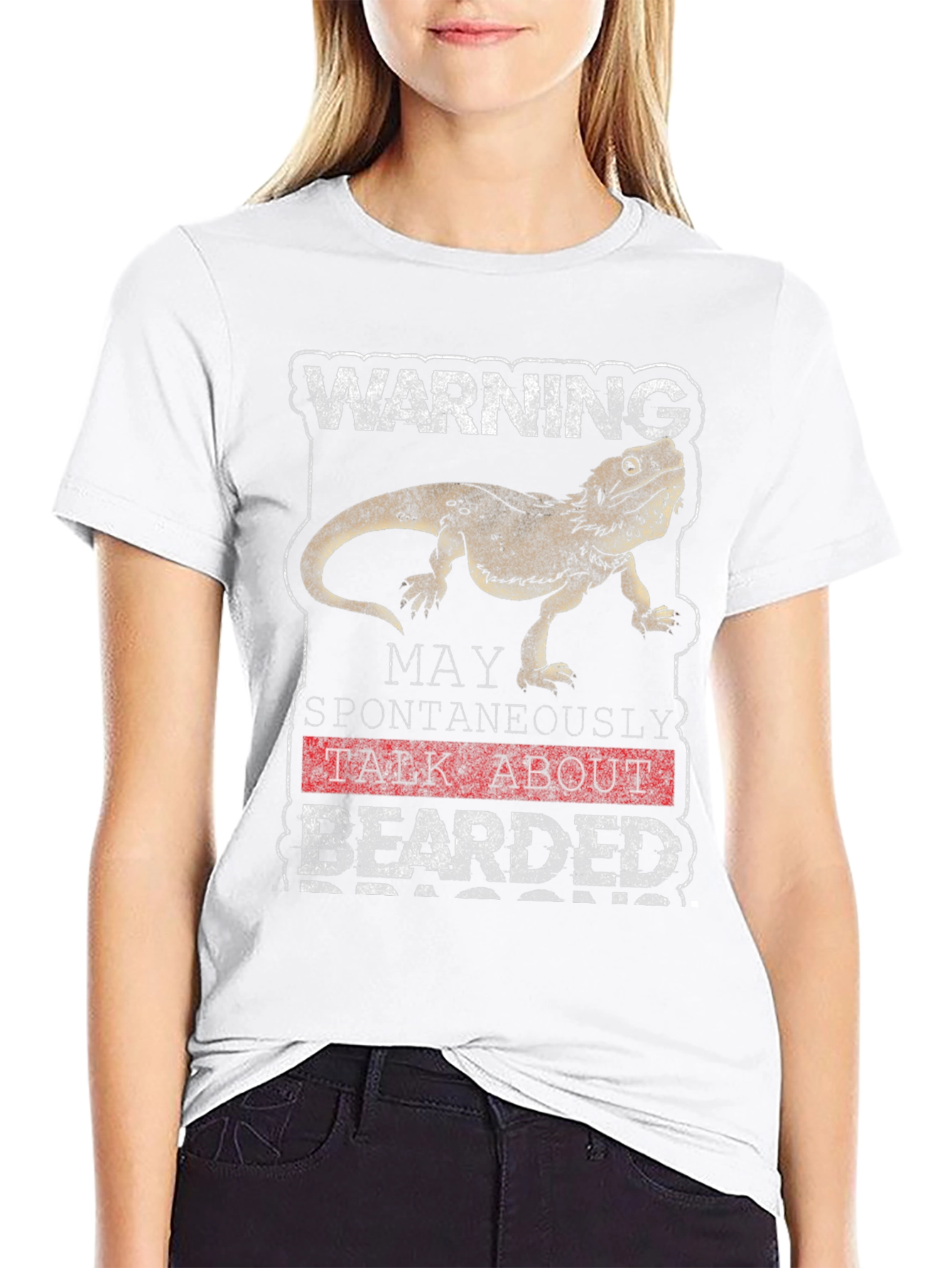 Black Warning May Spontaneously Talk About Bearded Dragons T-Shirt view 9