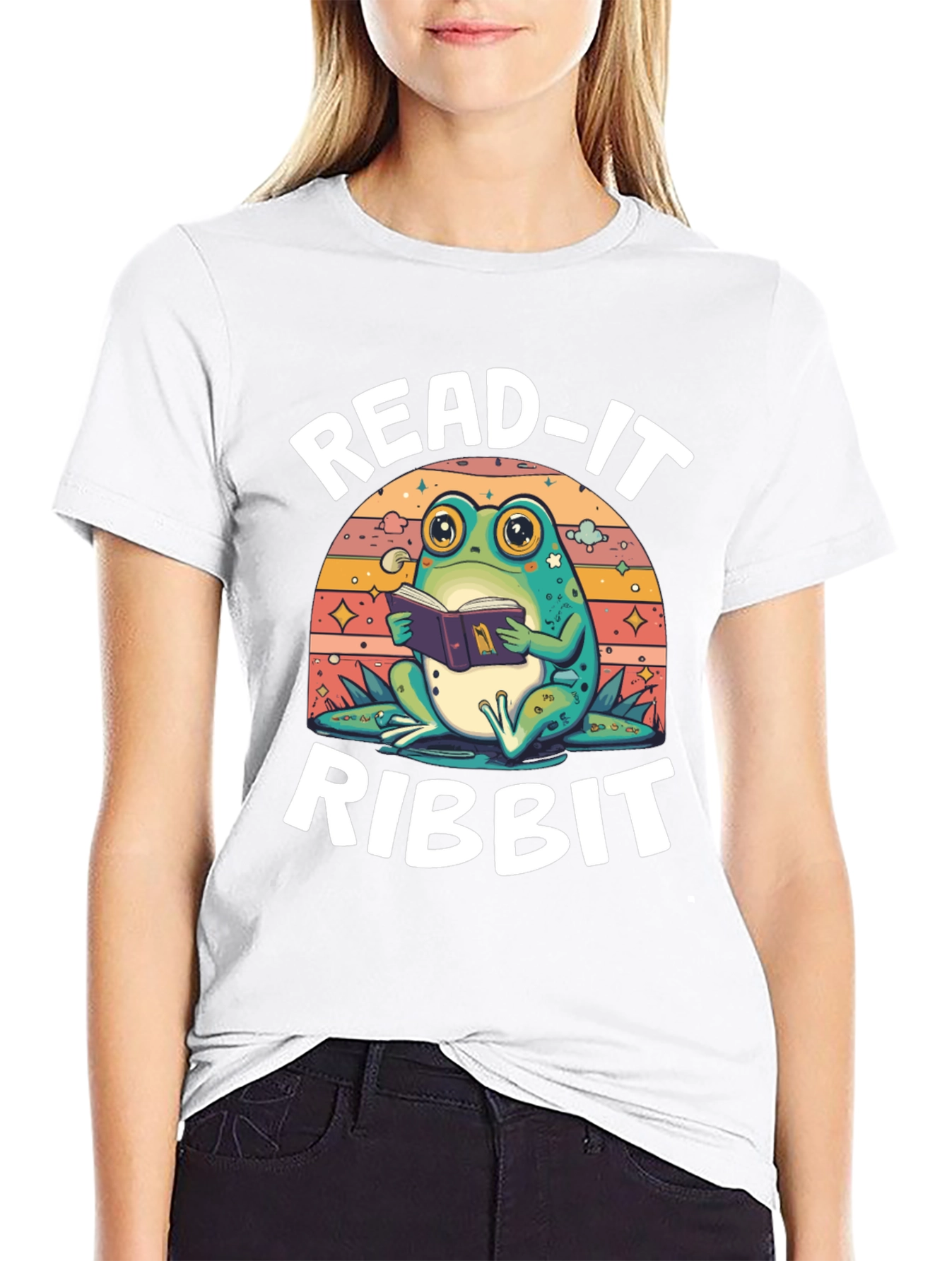 Black Read-It Ribbit Frog Graphic Tee - Book Lover Shirt view 9