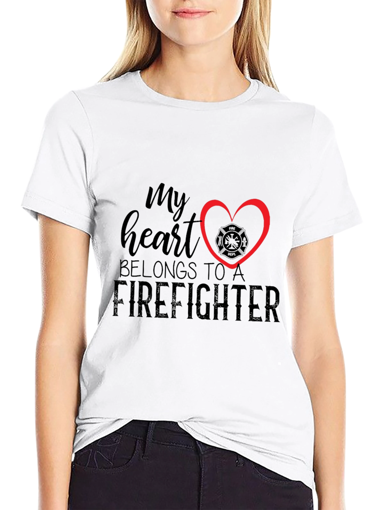 Black Firefighter Heart T-Shirt - Black view 9