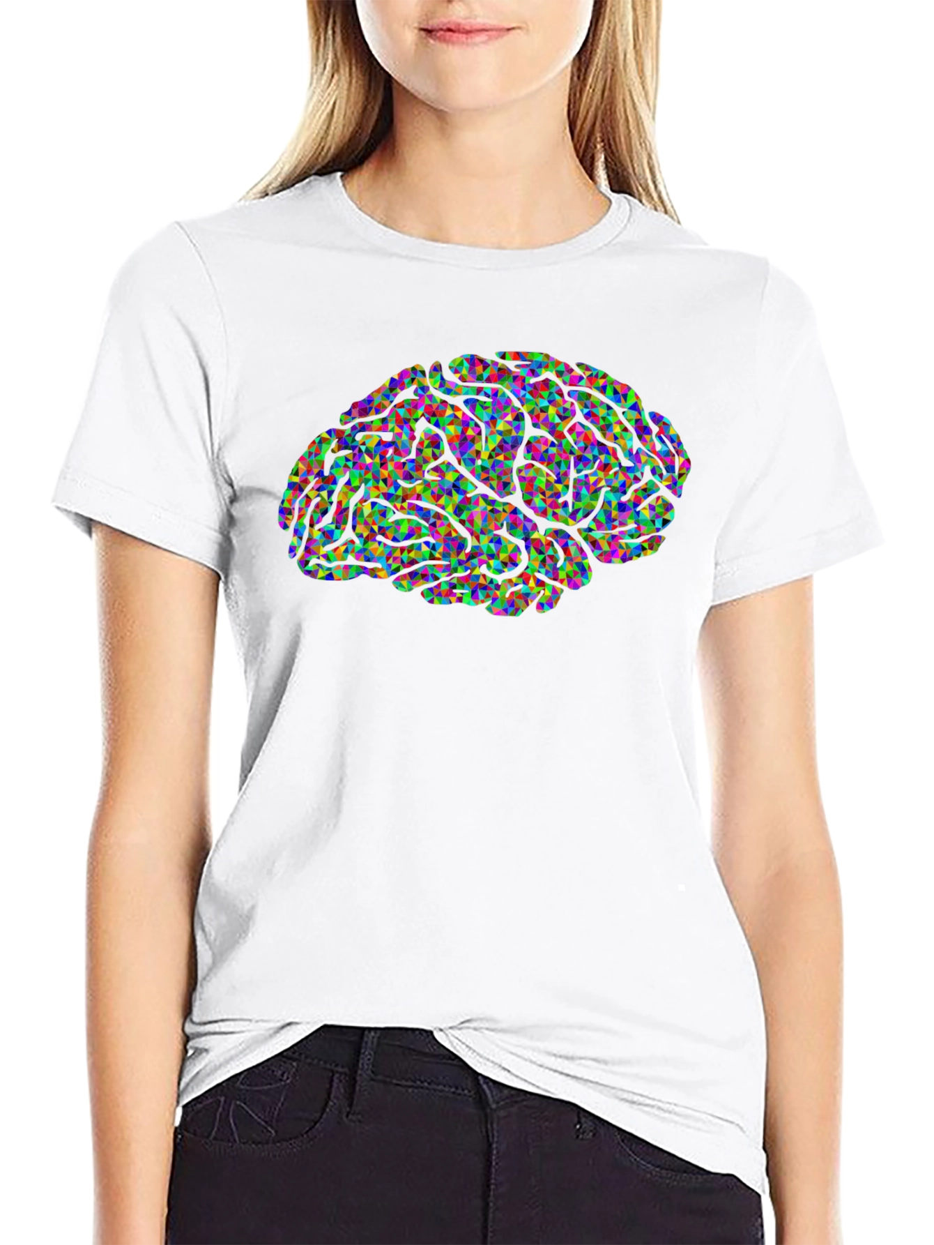 Black Abstract Brain Graphic Black T-Shirt view 9