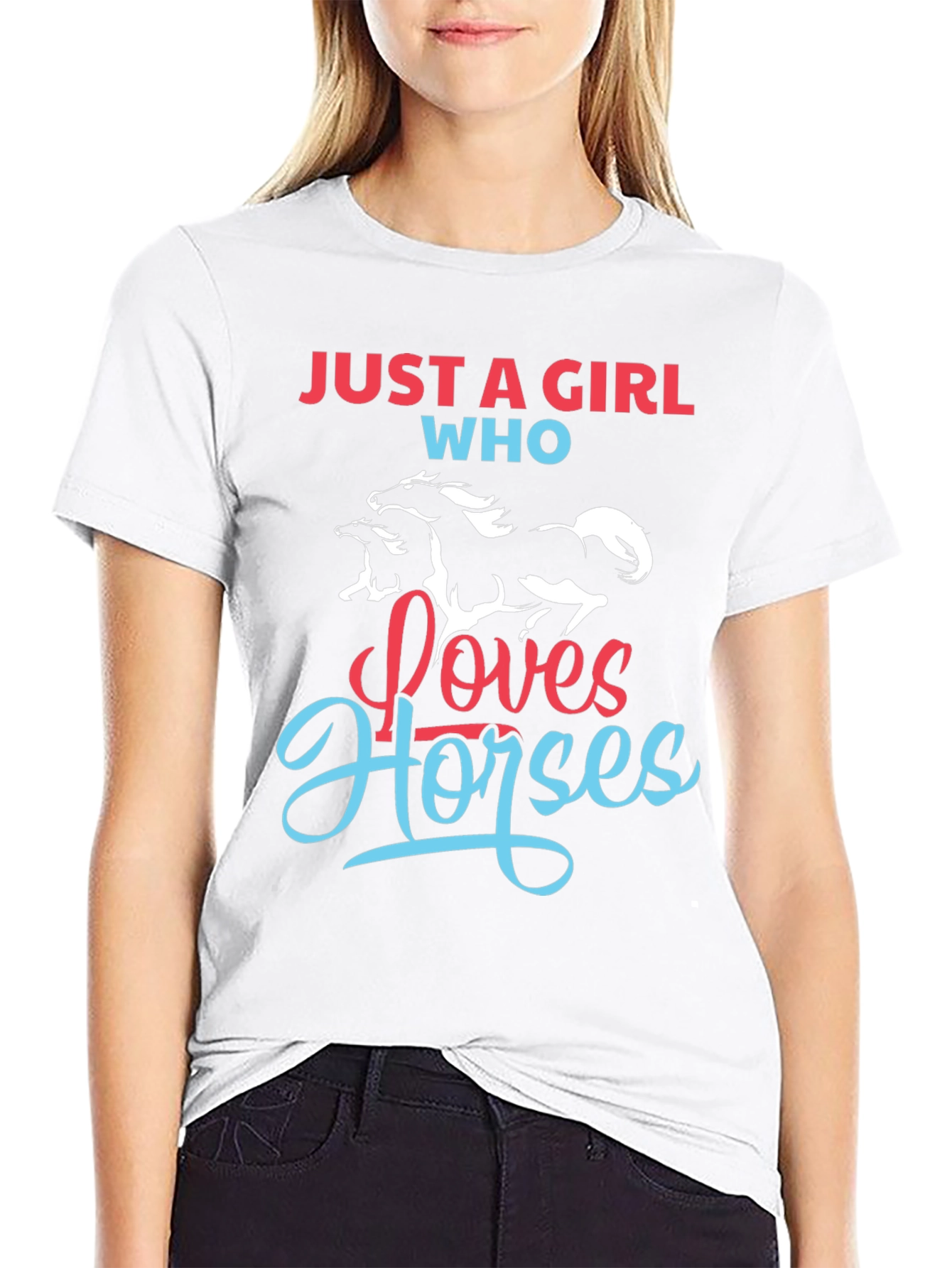 Black Just A Girl Who Loves Horses Graphic Tee view 9