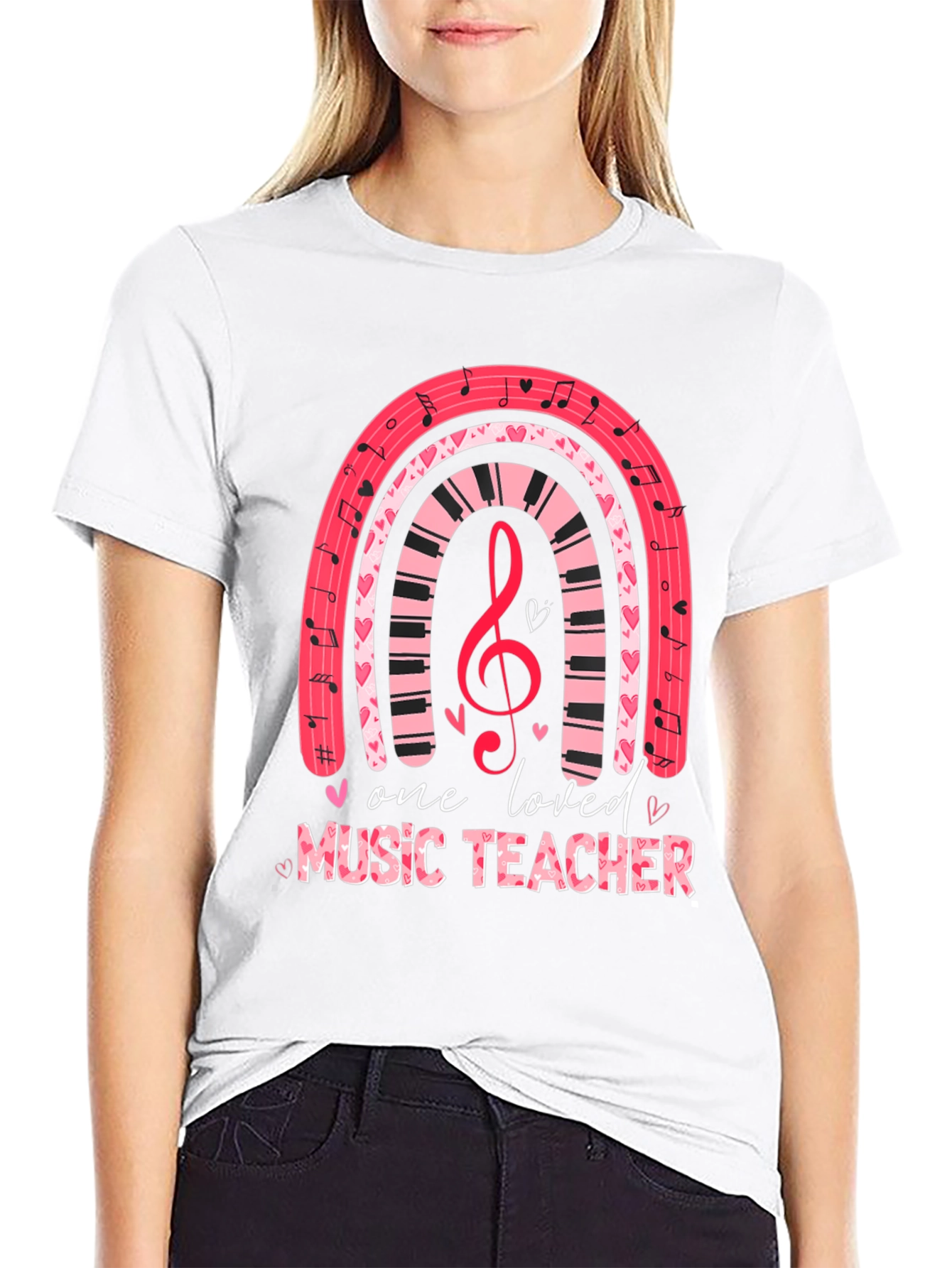 Black One Loved Music Teacher T-Shirt view 9