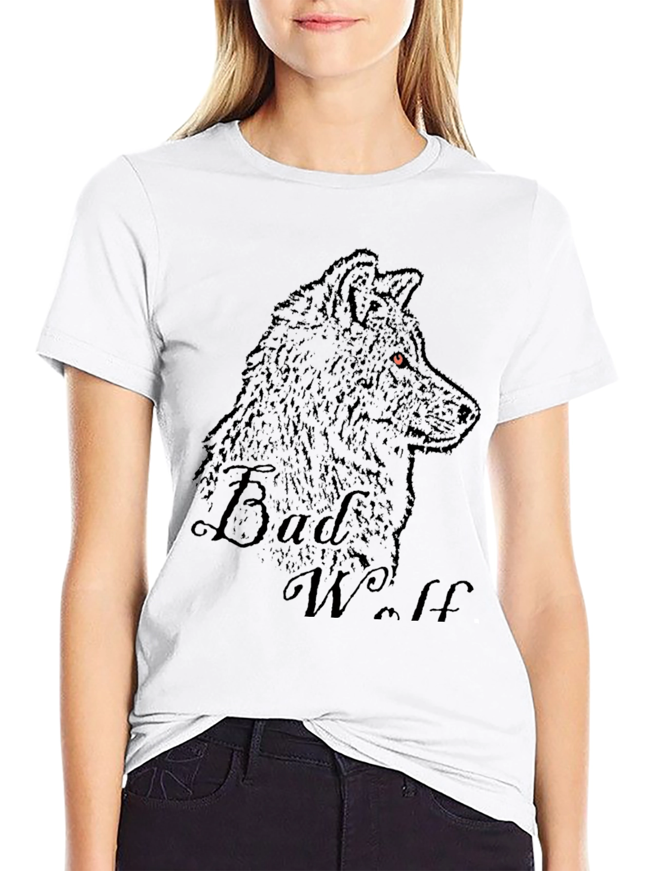 Black Bad Wolf Graphic Print Black T-Shirt view 9