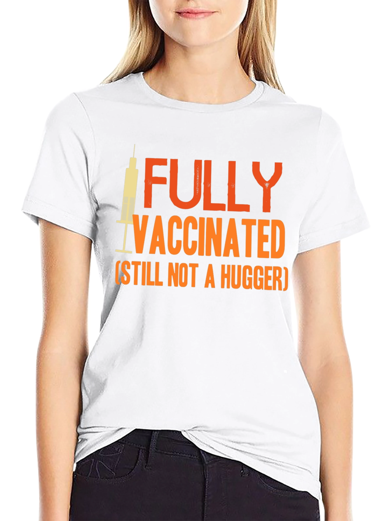 Black Fully Vaccinated Not a Hugger Graphic Tee view 9