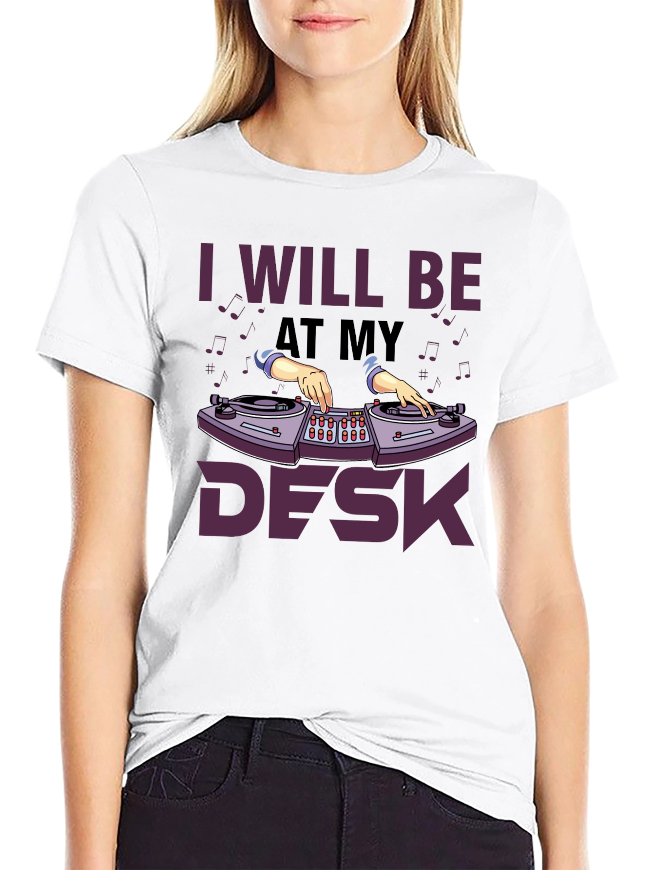 Black I Will Be At My Desk DJ T-Shirt view 9