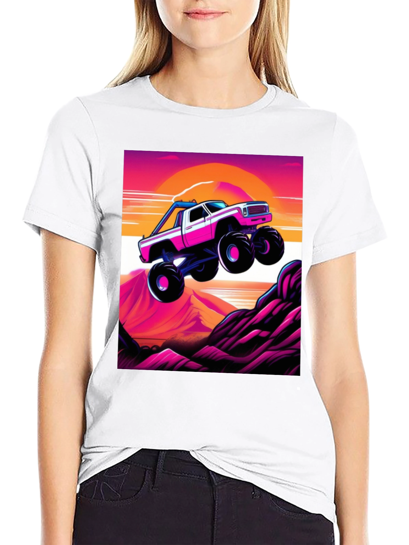 Black Retro Monster Truck Graphic Tee view 9