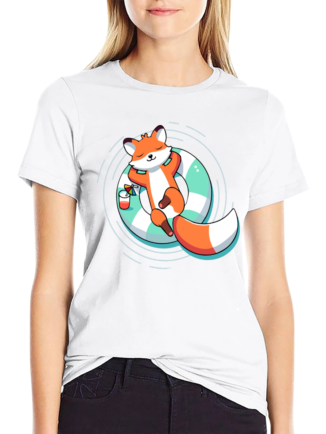 Black Cool Fox Summer Relax T-Shirt view 9